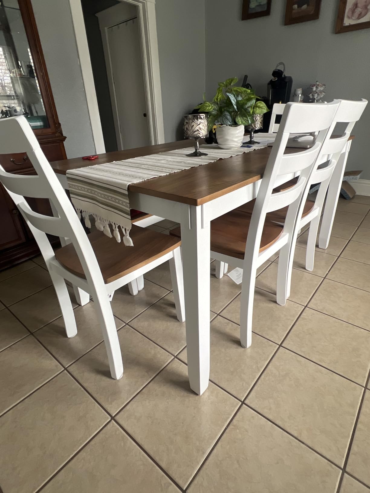 Signature Design by Ashley 6-Piece Dining Table Set with Bench and Chairs | Solid wood frame, Rubberwood, MDF, Wipe-clean mango wood veneer, 2-tone farmhouse style, Gesthaven Series customer photo 2