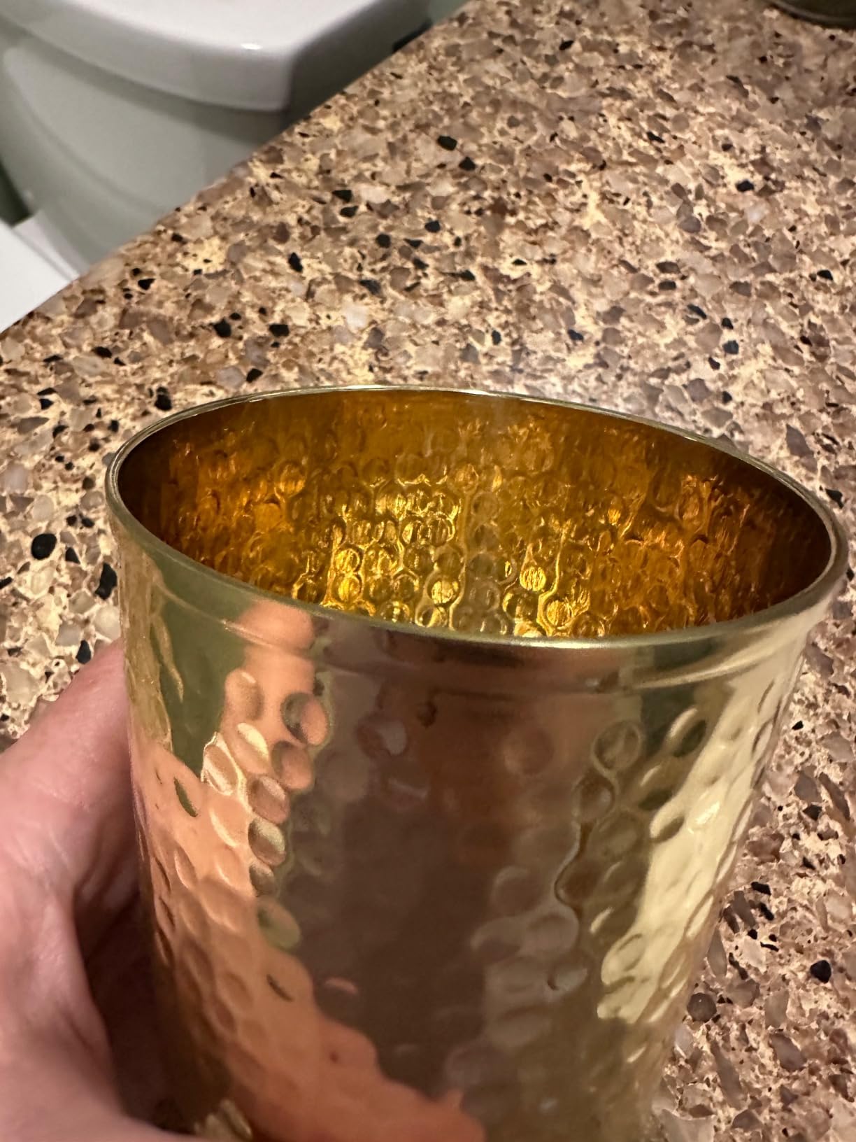 Brass Tumbler Mug with Smooth Finish - Vintage, Mid-century, Modern, Contemporary, Designer Metal Drinking Cup - Festive Holiday Glasses - Bathroom Toothbrush Holder - Gold Colored 14 Oz Glass customer photo 1