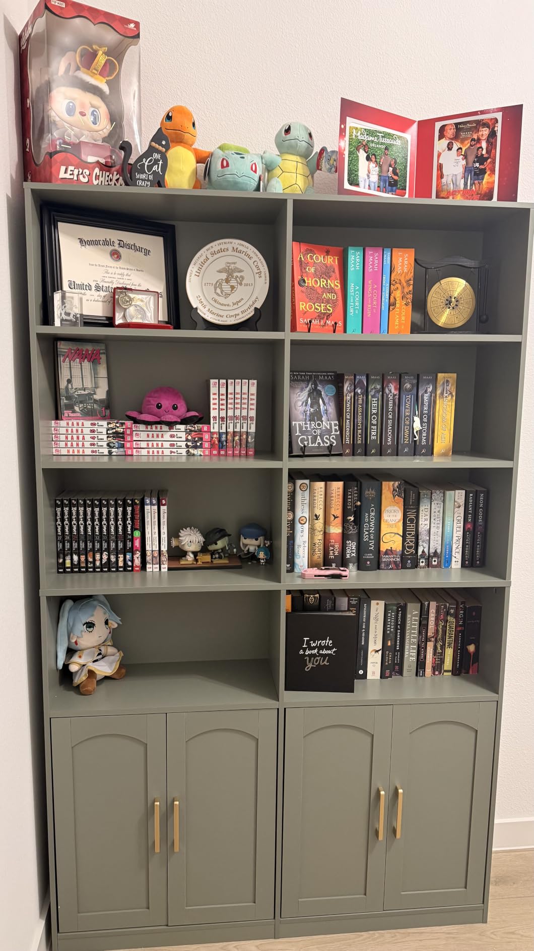 FACBOTALL Bookshelf and Bookcase with Doors, Double Wide Large Bookshelves | Industrial Open Display Shelves 6 Tier, 73'' Tall Bookshelf with Storage Cabinets for Office, Home, Living Room, Light Oak customer photo 1