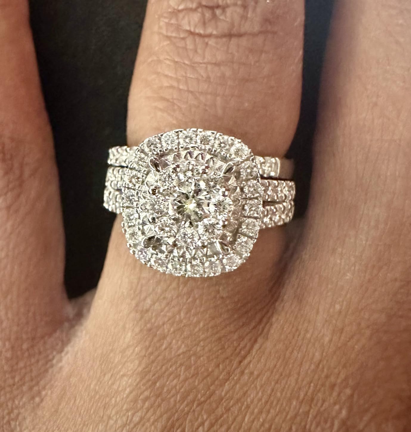 Bridal Set Rings for Women Lab Grown Diamond Halo Wedding Engagement Ring customer photo 1