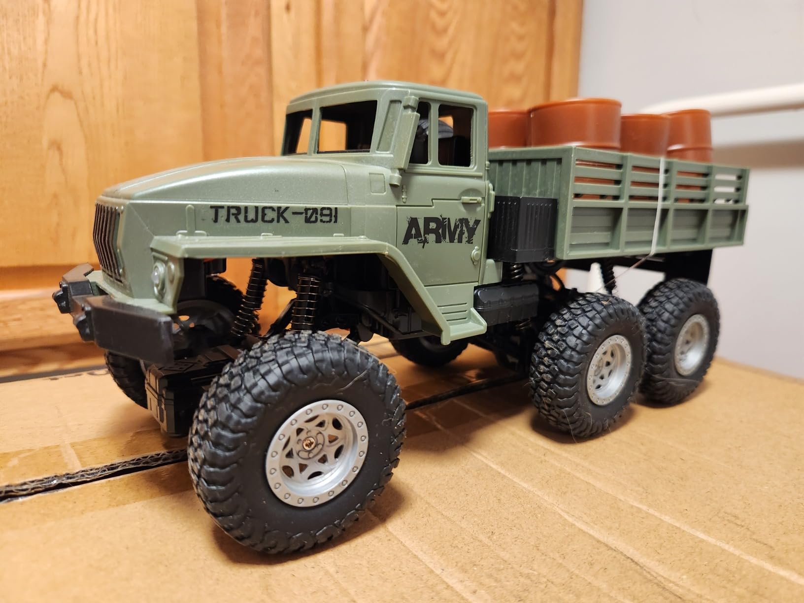JPJCOOY RC Military Truck 6x6 Road Remote Control Car 1/16 Scale Remote Control Truck 4WD All Terrain Rock Army Transport Vehicle Toy Vehicle for Kids Children Boy Gift customer photo 1
