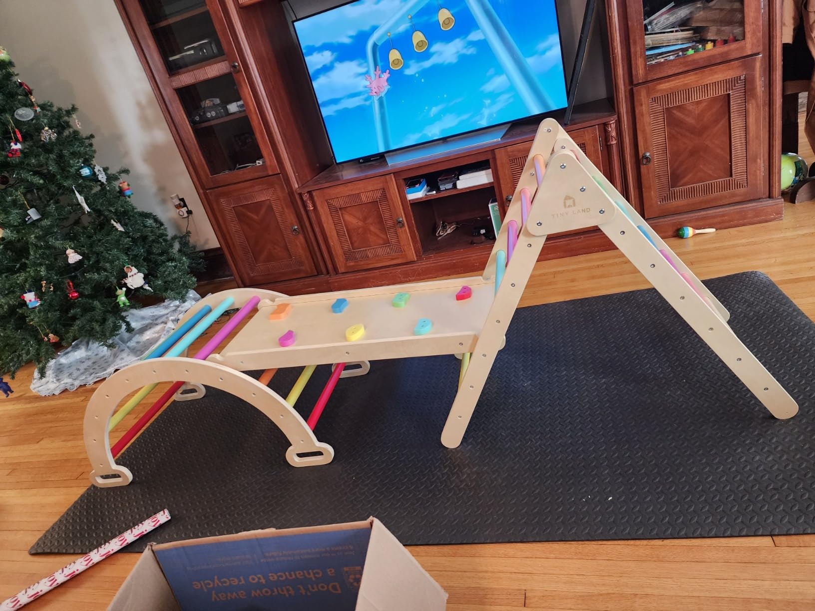 Tiny Land Pikler Triangle Set, 7-in-1 Foldable Climbing Toys Set for Kids | Baby Indoor Playground Jungle Gym, Wooden Montessori Climbing Set for Toddler, Ideal Gift for Kids (Rainbow) customer photo 1