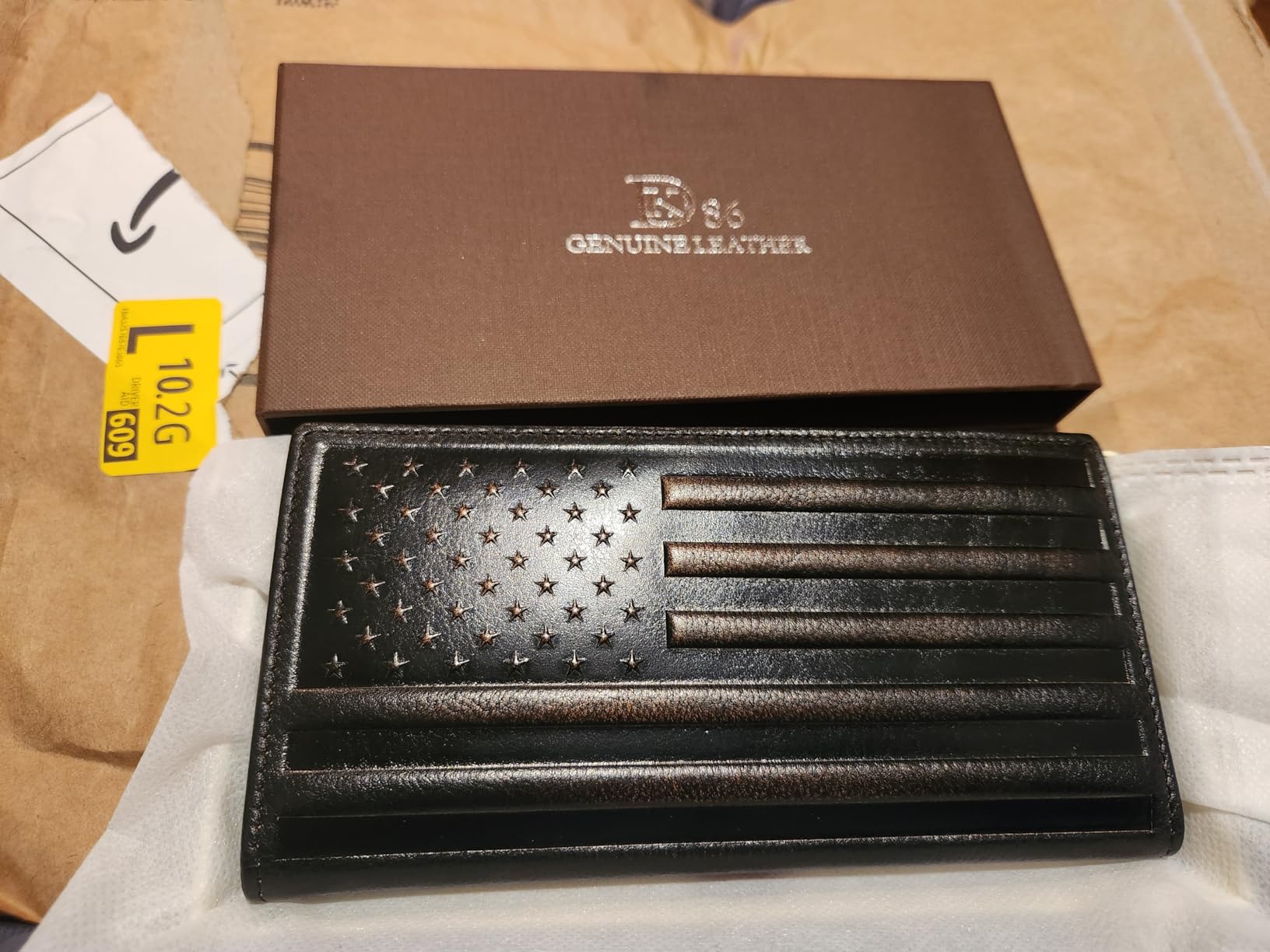 DK86 USA Flag Long Wallet For Men Full Grain Leather with Hand Burnished Rfid Blocking Rodeo Wallet Bifold Wallet American Flag Wallet customer photo 1