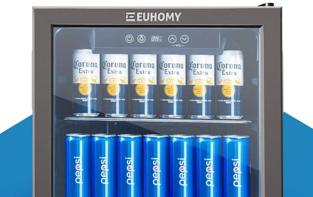 EUHOMY 18L Beverage Refrigerator Cooler, 24 Cans Mini Fridge with Quiet Compressor, Countertop Small Fridge with 40F-61F Digital Temperature Control, LED Light for Home, Bar, Office customer photo 1