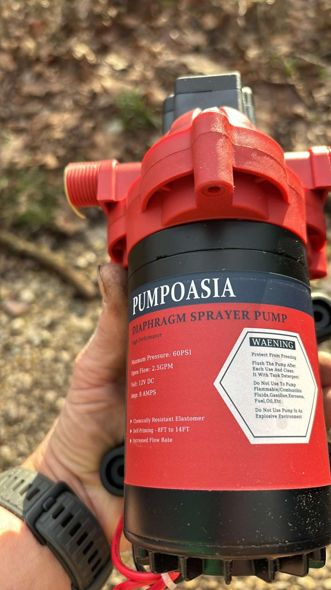 12V Sprayer Pump, 2.5gpm-8amp-60psi, Chemical and Corrosion Resistant, Compatible with Roundup, Diaphragm Pump with Pressure Switch and Self-Priming for Agricultural Spraying, Rv, Boats, Etc customer photo 1