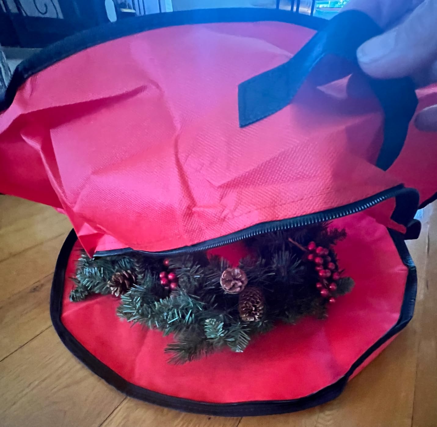 Iconikal 3-Pack Wreath Storage Bag with Handle 30-Inch Diameter Red Zippered Christmas Holiday Garland Organizer Tear-Resistant Protective Bulk Pack customer photo 2