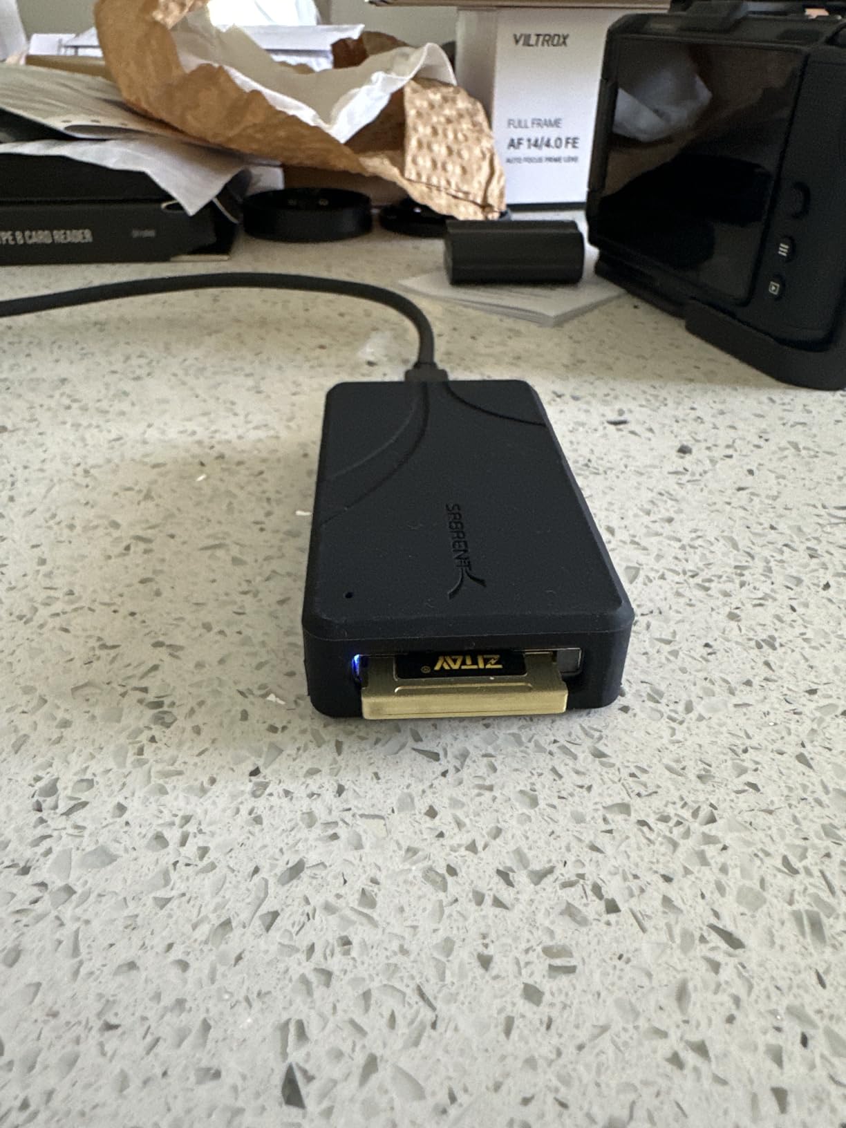 SABRENT USB4 CFexpress Type B Card Reader, 40Gbps (CR-U4XB) | 40Gbps; aluminum; detachable USB-C cable; OTG; for cameras, laptops, cages customer photo 1