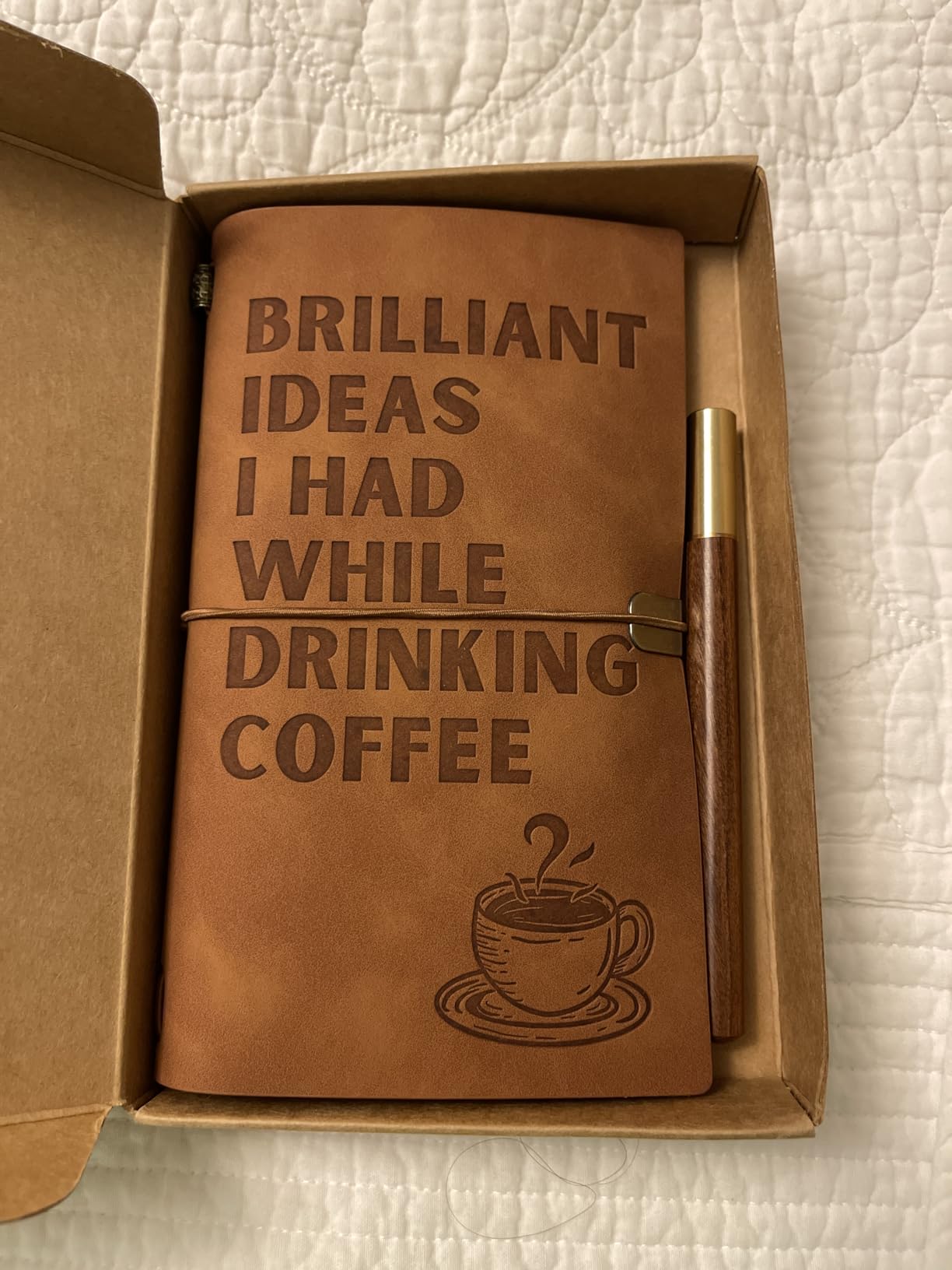 InnoBeta Coffee gifts Leather Journal Notebook with Pen, for Coffee Lovers, Men, Women on Birthday, Refillable Sketchbook customer photo 1