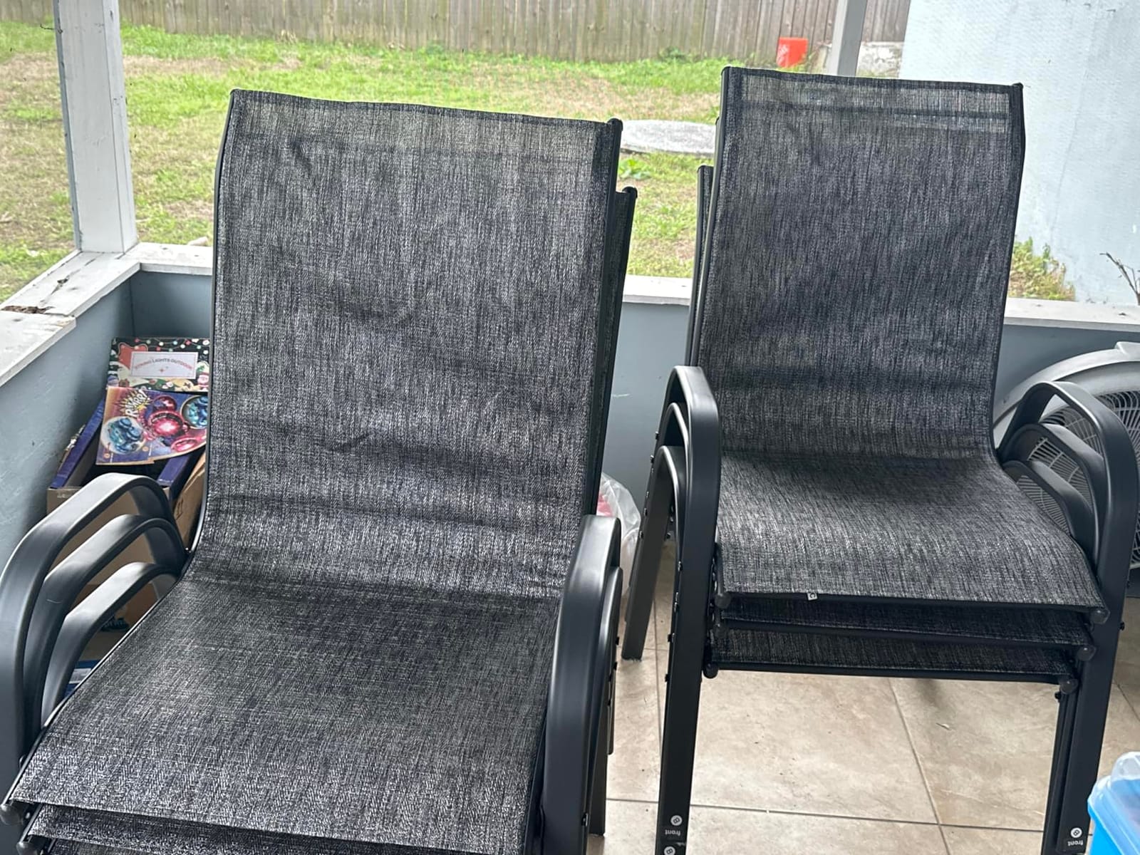 Betterhood Patio Chairs Set of 6, Stackable Outdoor Dining Chairs Set with Breathable Seat Fabric, All-Weather Powder-Coated Metal Frame for Pool Side, Backyard, 350LBS Capacity (Khaki, Set of 6) customer photo 1