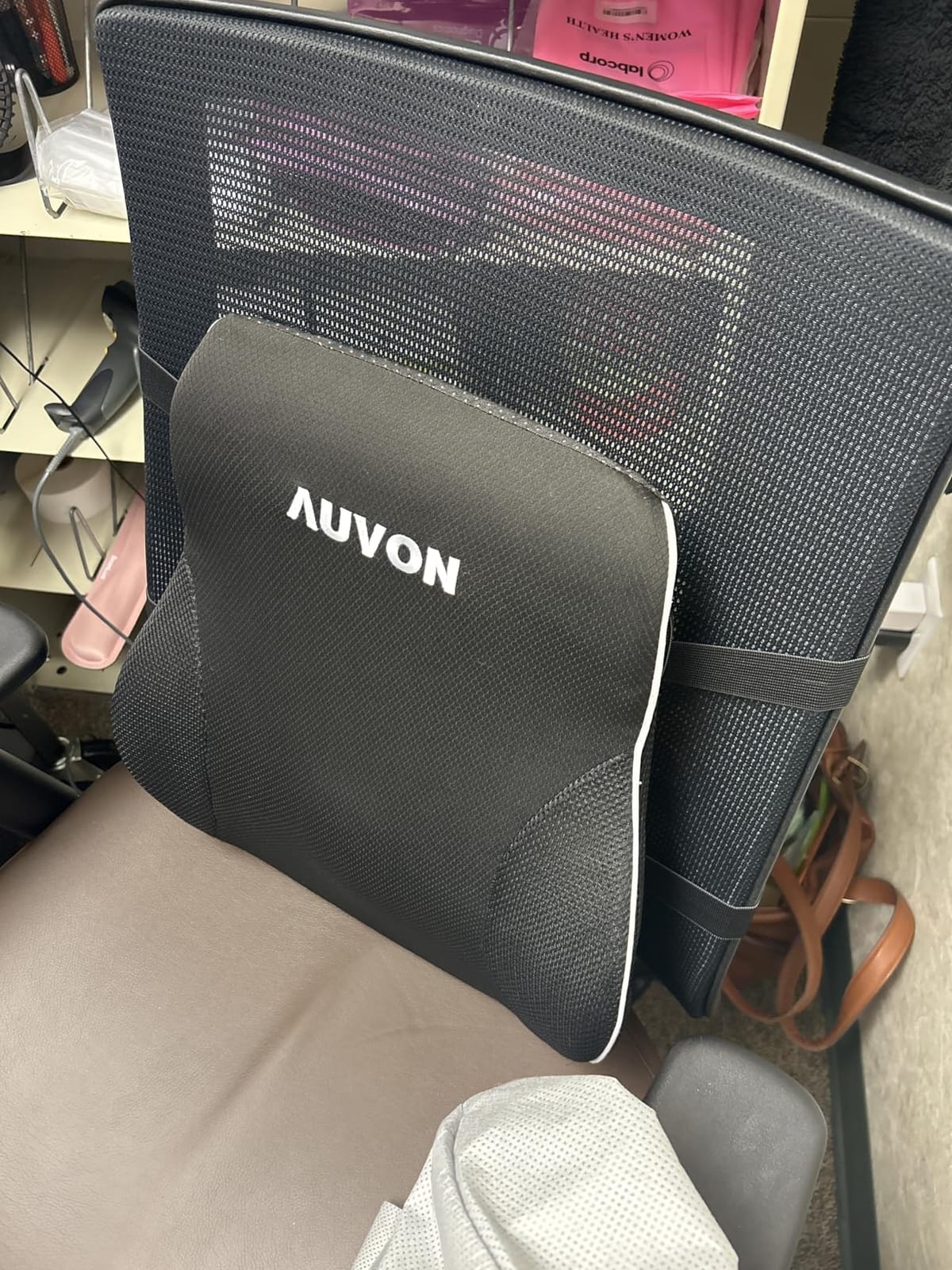 AUVON Lumbar Support Pillow for Office Chair with Patented Bulge for Lower Back Support, Ergonomic Office Home Essentials Improve Posture, Memory Foam Chair Cushion with Straps for Home, Office, Car customer photo 2