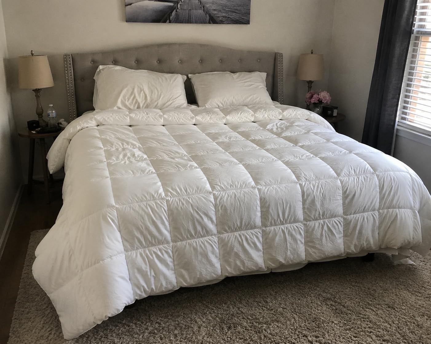Hotel Grand Luxury White Goose Feather Down Fiber Comforter King Size customer photo 1