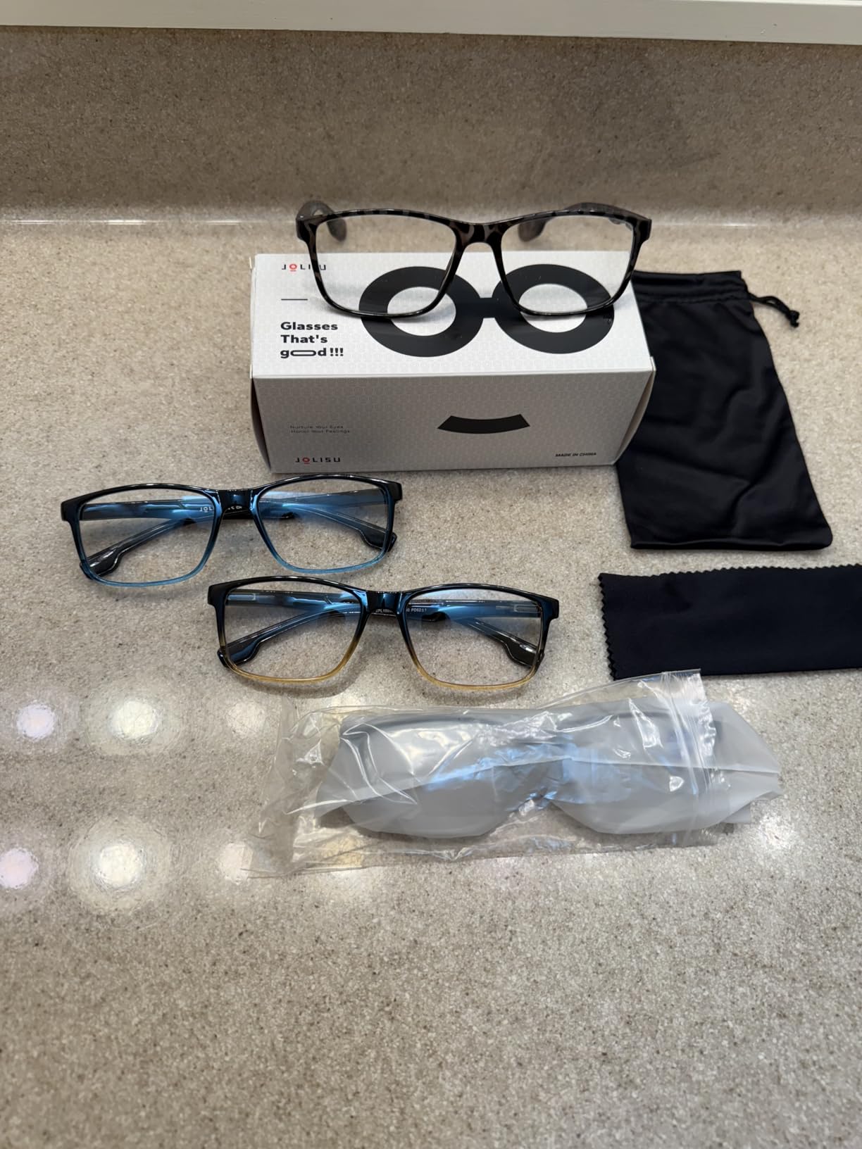 JOLISU 4 Pack Reading Glasses Men Blue Light Blocking with Spring Hinge, Anti Eyestrain/UV Large Wide Square Computer Readers customer photo 1