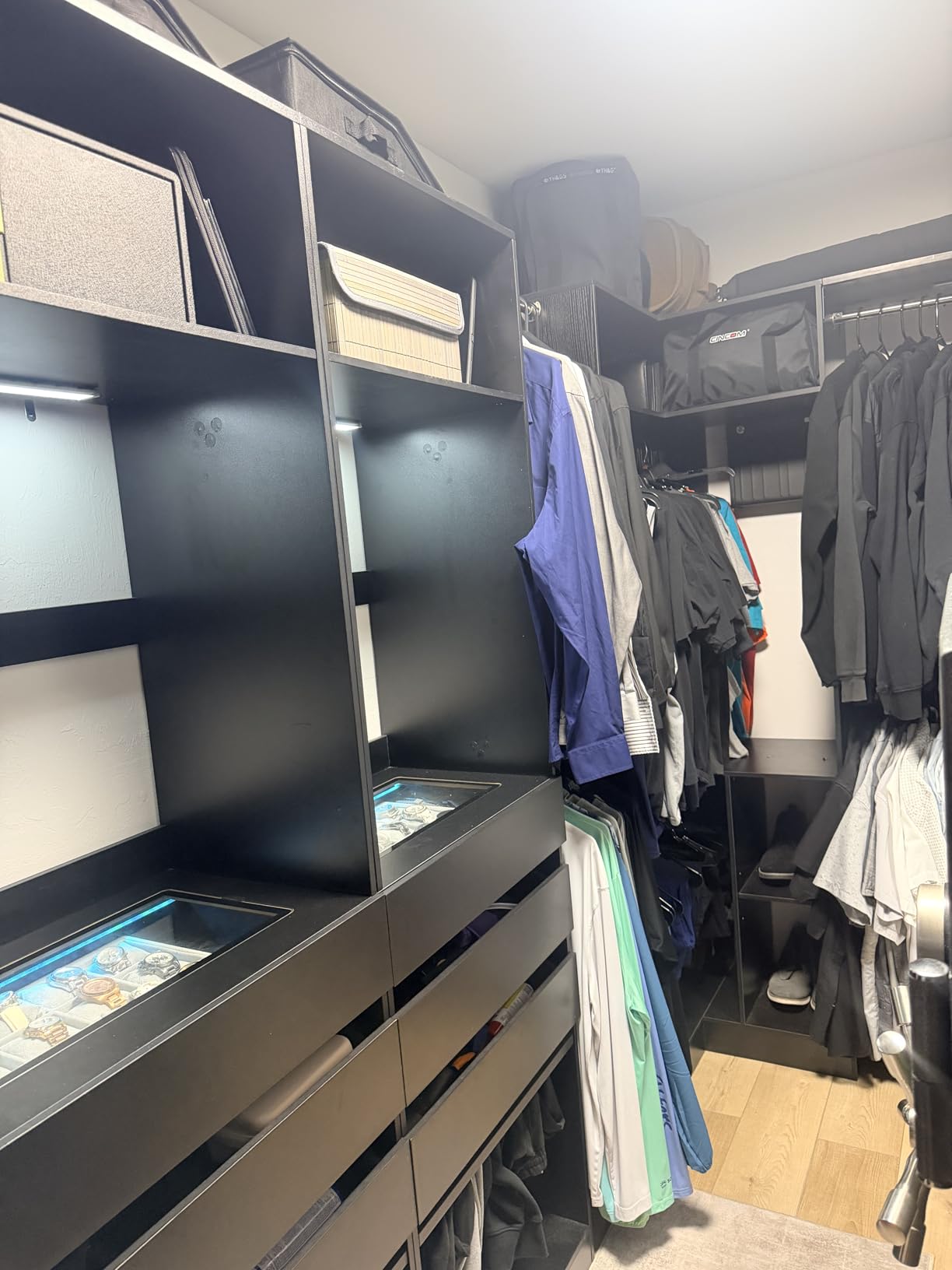 Aheaplus Corner Closet System With Shelves, 34'' Organizer With Hanging Rods, Wood Walk-in for Small Space, Freestanding Tower, L Shaped Garment Rack, White customer photo 2