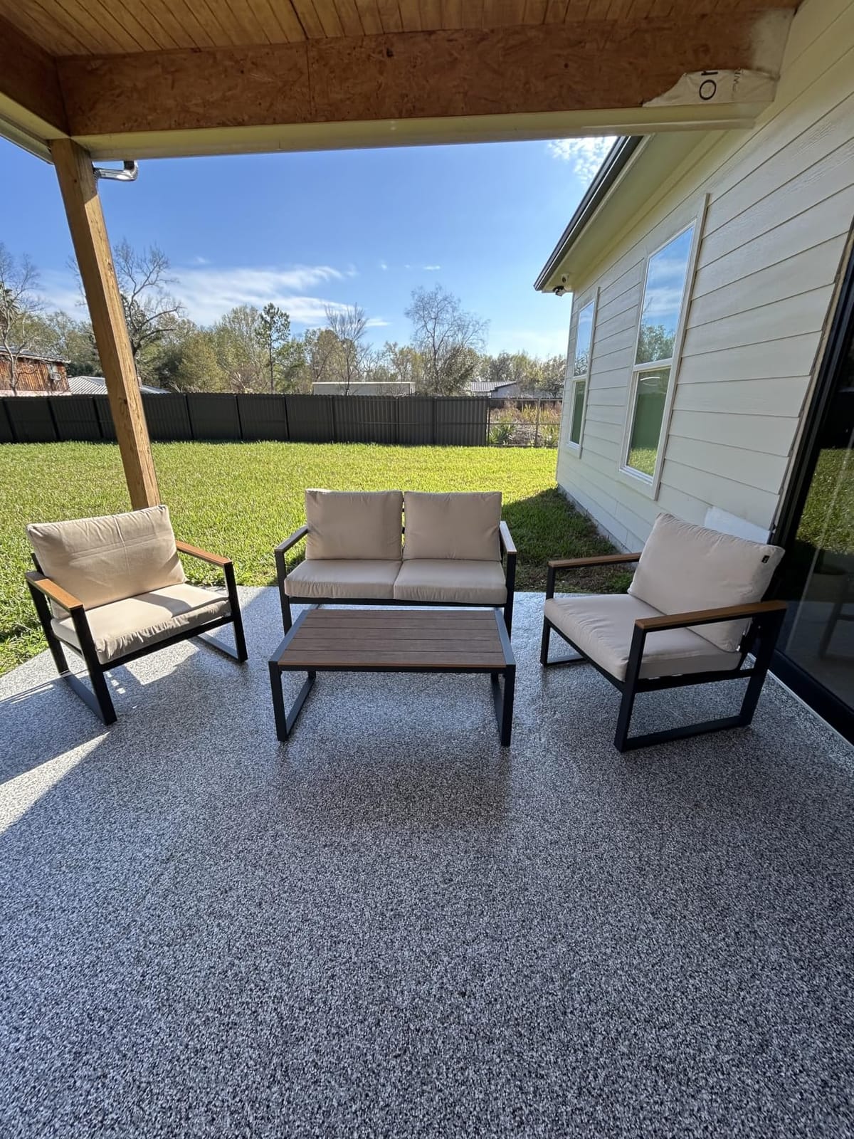 4 Pieces Metal Patio Furniture Set for Outdoor Balcony, Beige | 350LBS,With Coffee Table,Removable Cover,Water-Resistant,Rust-Resistant,Faux Wood Arm,4 Inch Cushion,For Porch Backyard customer photo 1