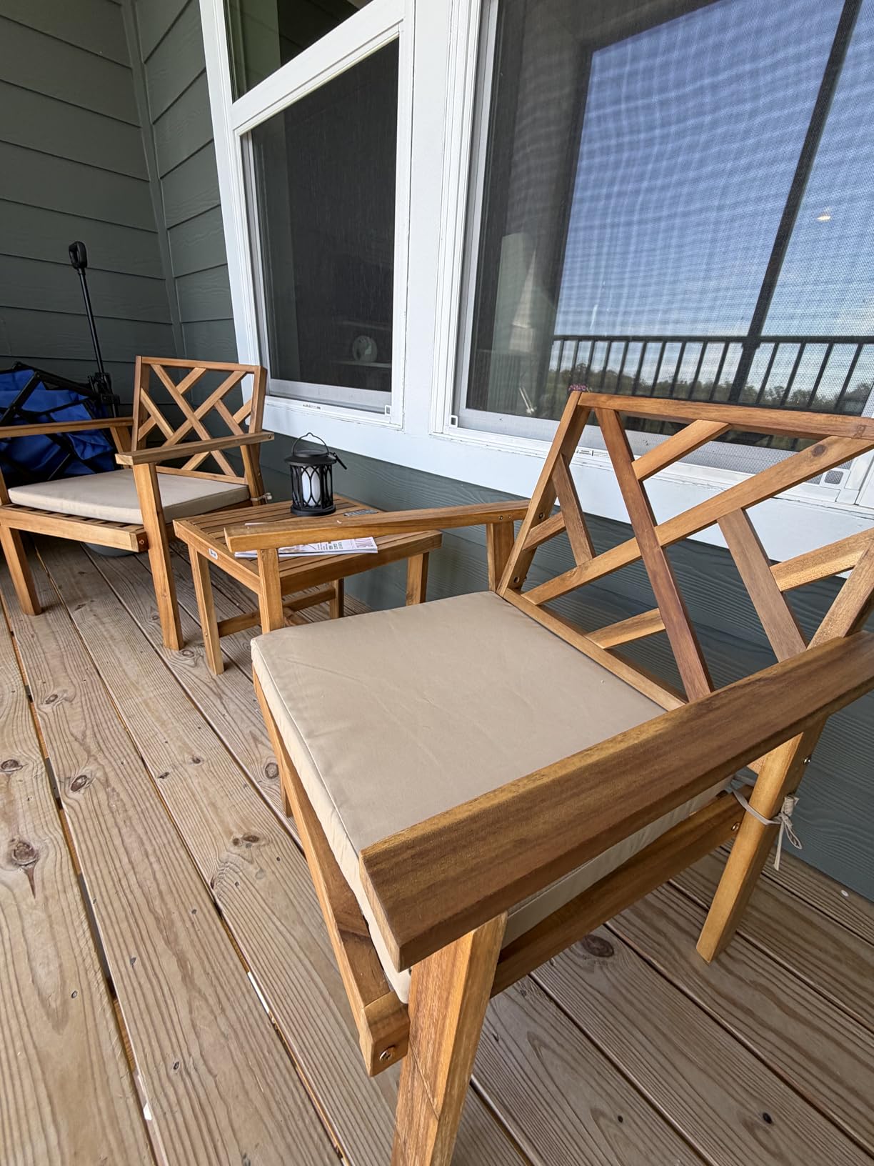 Werph 3-Piece Acacia Wood Outdoor Patio Furniture Set | Conversation Set with Padded Cushion Chairs and Coffee Table, for Porch Balcony Deck Backyard customer photo 1