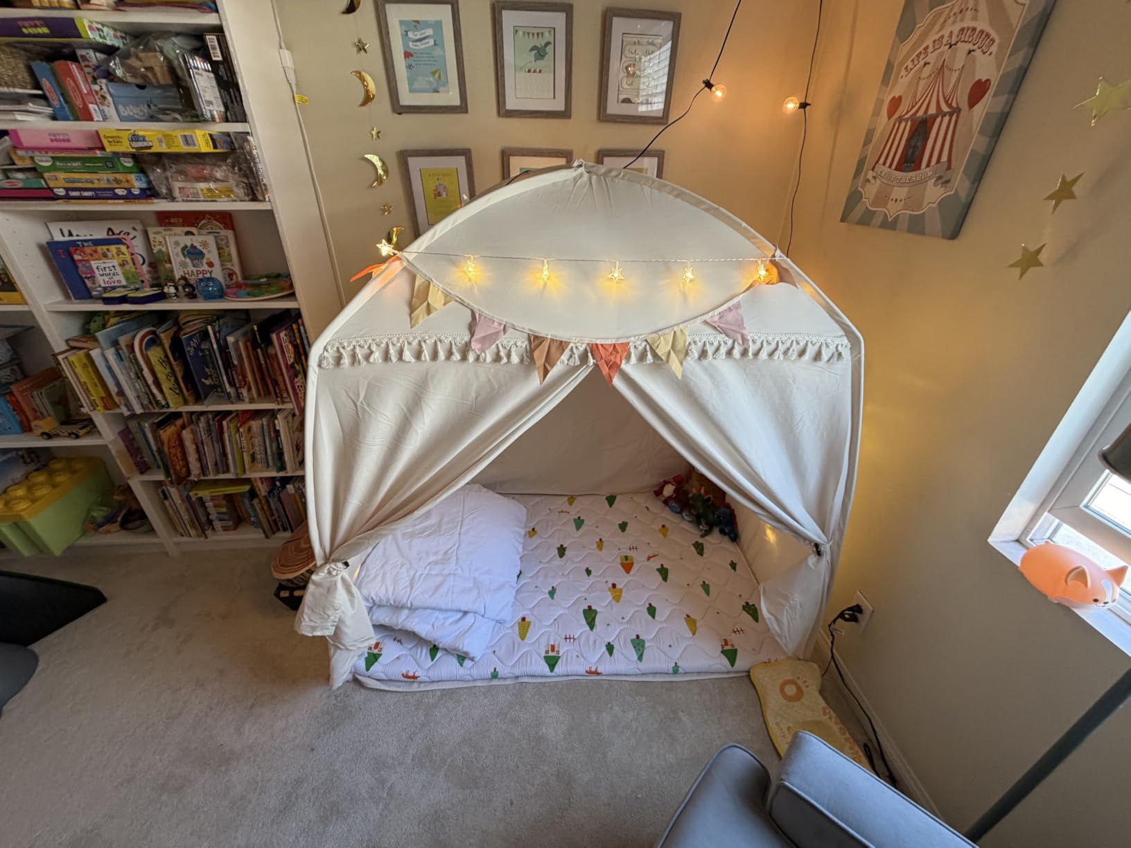 Sumbababy Large Teepee Tent for Kids - Tent for Kids Indoor Kids Teepee for Boys & Girls - Playhouse Inside Canopy Bed for Playroom Gift Toys (Cream) customer photo 1