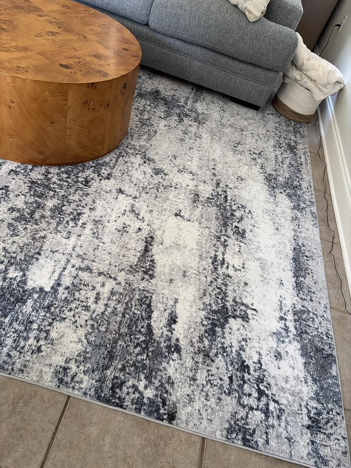 8x10 Area Rugs for Living Room Washable Bedroom Dining Room Blue Grey | Modern Abstract, Non-Slip Backing, Soft, Low-Pile, Foldable, Water Repellent, Pet Proof, Non-Shedding, Indoor customer photo 1