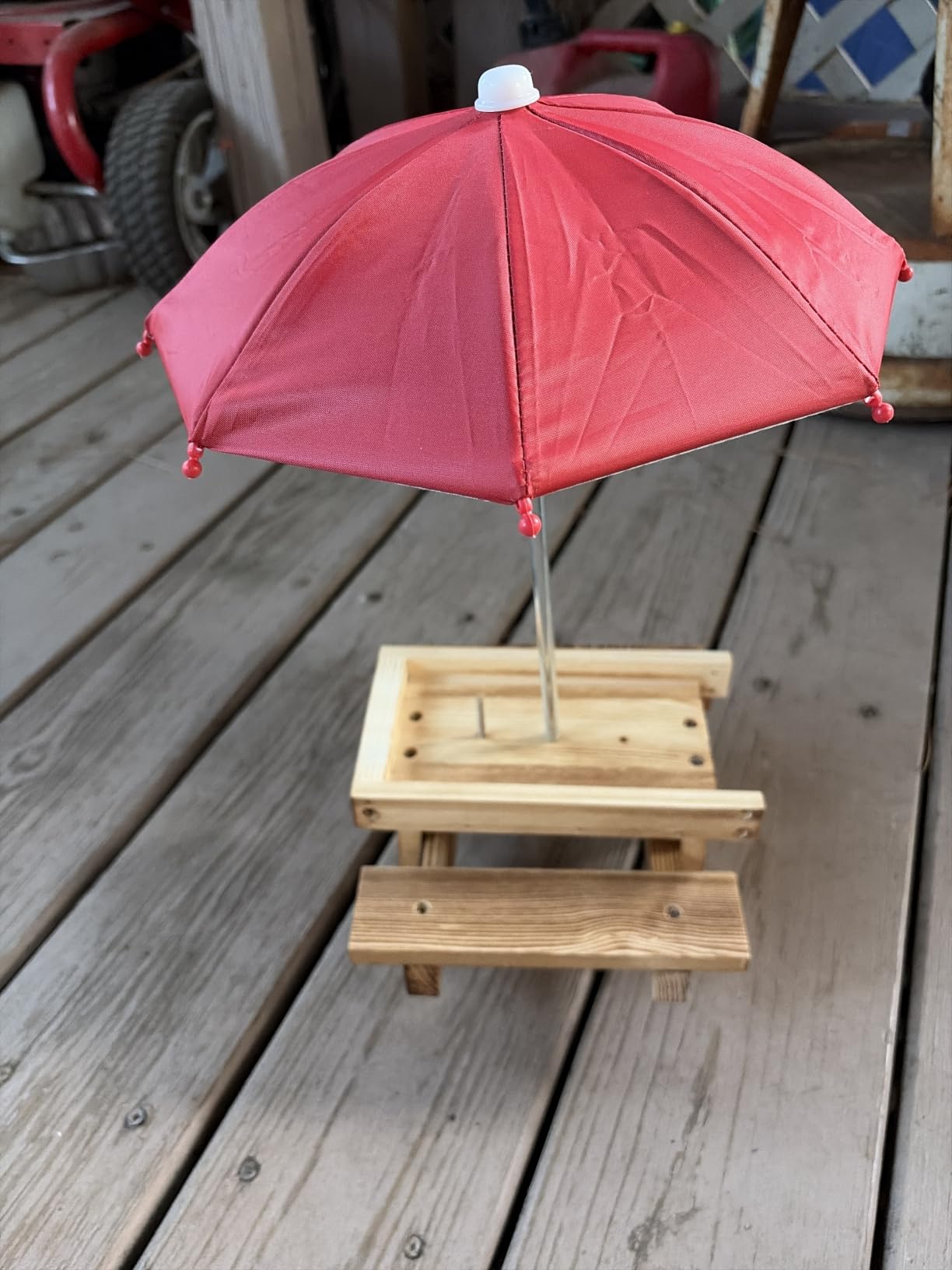 Gnodary Squirrel Feeder with Umbrella, Squirrel Feeders for Outside, Squirrel Picnic Table Feeder - Chipmunk Feeder Hold Corn, Corn Cob, Peanuts (Bright-Red) customer photo 2