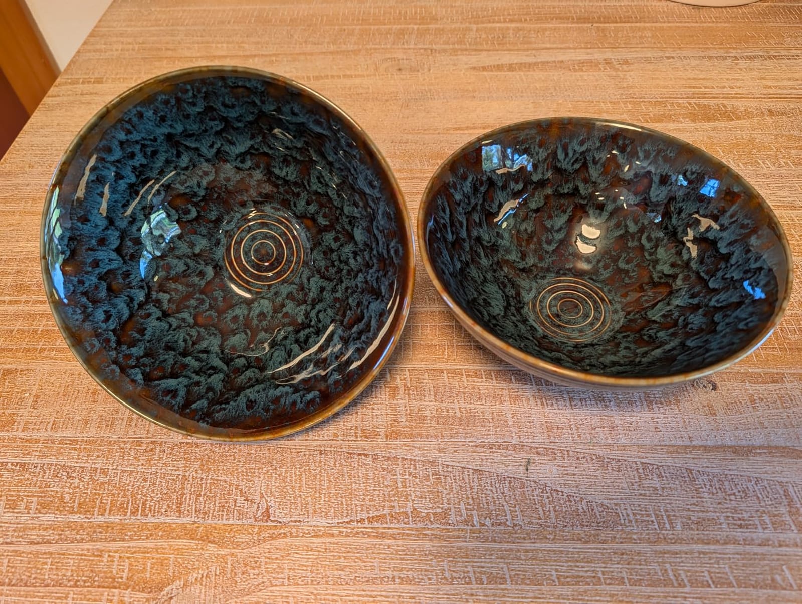 Ceramic Japanese Ramen Bowl Set, 2 Sets Asian Pho Udon Soup Noodle Bowls with Spoons and Chopsticks (Peacock Green, 8 inches) customer photo 1