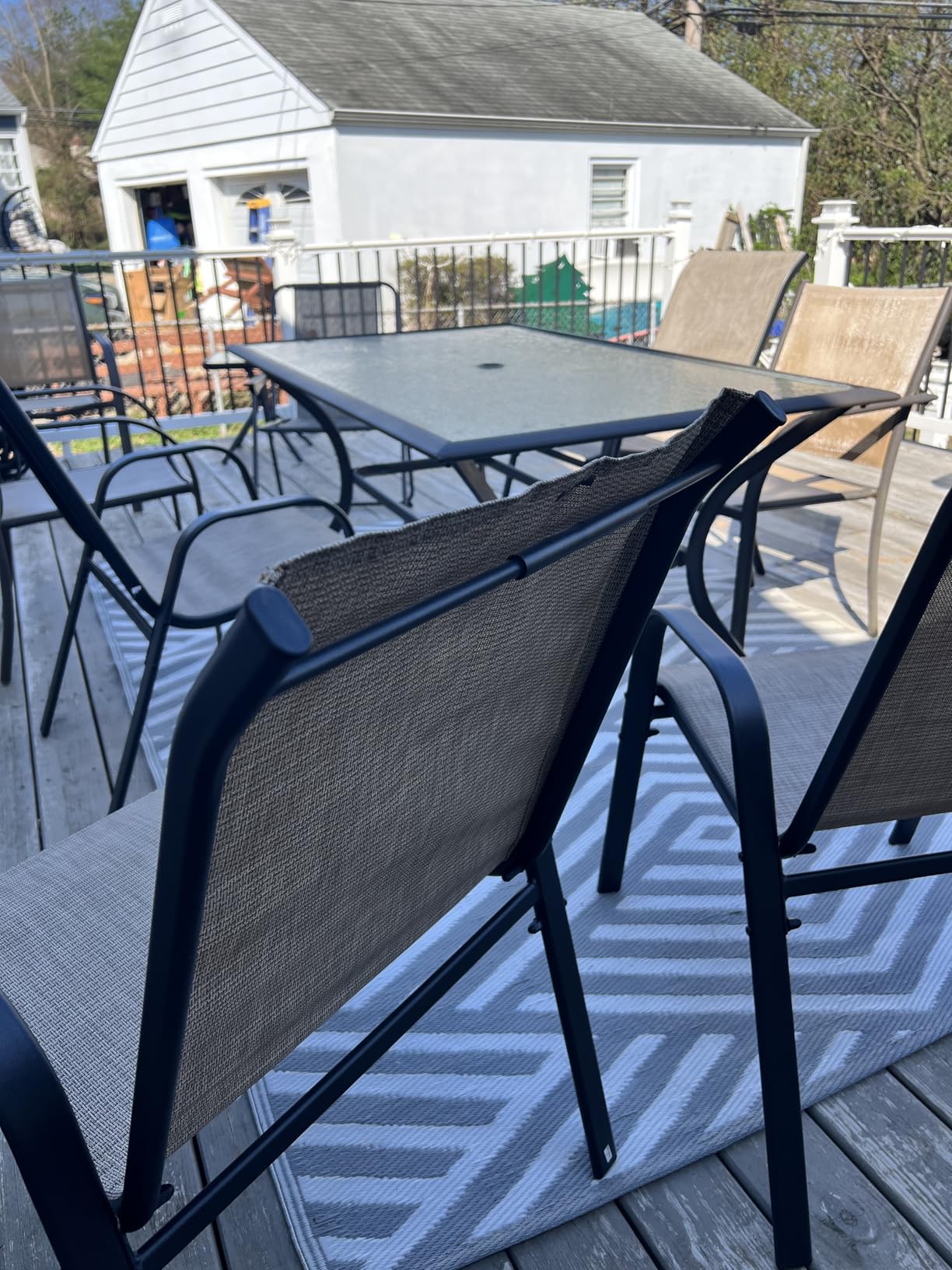 Patio Chairs Set of 6, Stackable Outdoor Dining Chairs for All Weather Textilene Fabric & Metal Frame, Outdoor Chairs Set for Backyard Deck Garden customer photo 1