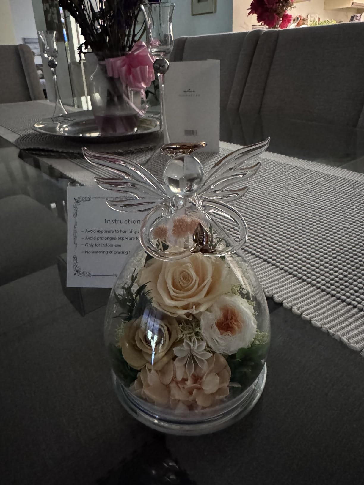 Gifts for Mom Birthday Gifts for Women Preserved Rose Forever Flower in Glass Angel Figurines Fresh Flowers for Delivery Anniversary Real Colorful Roses for Grandma Her Wife Mothers from Daughter customer photo 1