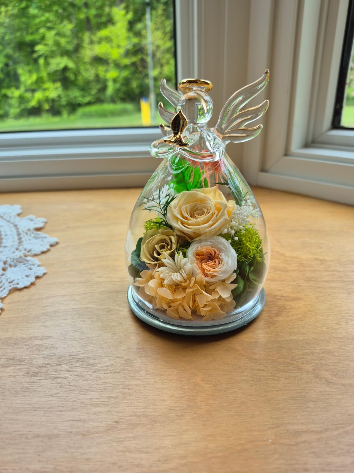 Gifts for Mom Birthday Gifts for Women Preserved Rose Forever Flower in Glass Angel Figurines Fresh Flowers for Delivery Anniversary Real Colorful Roses for Grandma Her Wife Mothers from Daughter customer photo 2