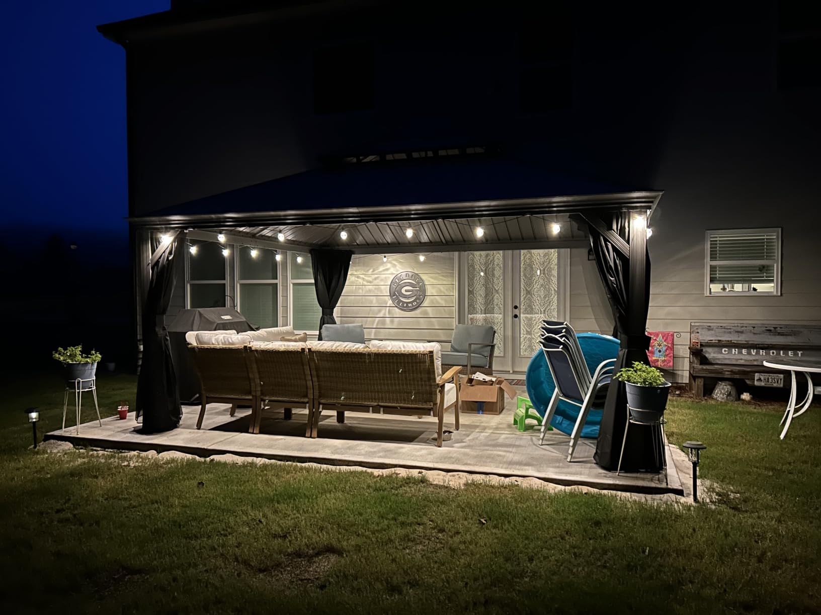 PURPLE LEAF Outdoor Gazebo 11' x 13' w/Lights & 4.7