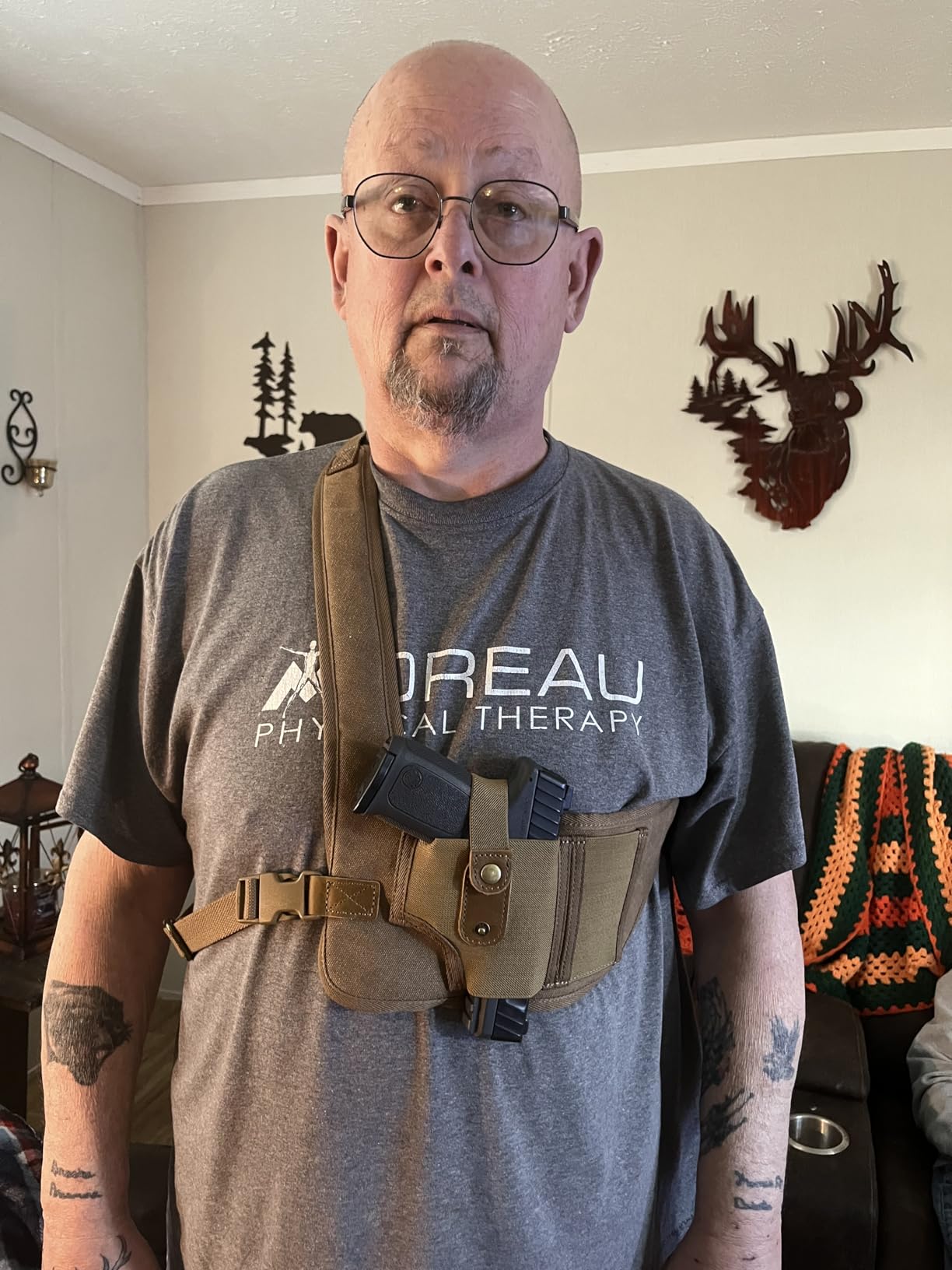 Chest Holster, Shoulder Holster for Men and Women Right Hand, Canvas and Leather Adjustable customer photo 1