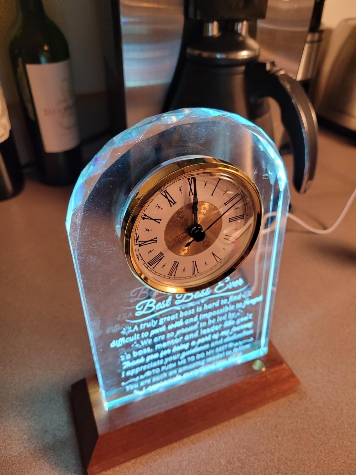 Arikyrist Glass Clock Graduation Gifts for Women Men Class of 2026 | Graduation Keepsake for Her Him, Inspirational Gifts Idea, for College High School PHD Masters Degree, with Wooden Light Base customer photo 2