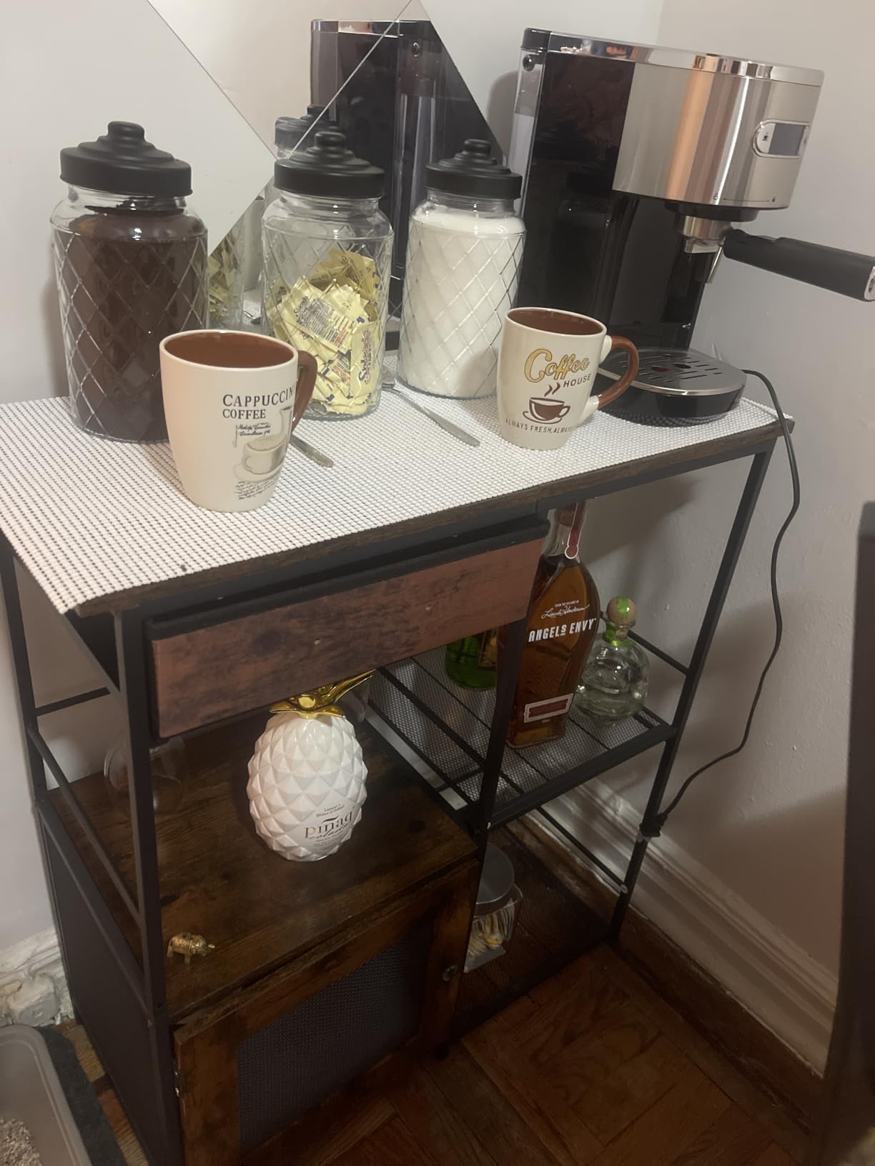 SWTYMIKI Coffee Bar Cabinet for Home - Farmhouse Coffee Stand Station Multi-Purpose Buffet Sideboard Cabinet with Drawers - Kitchen Bar Table for Living Room, Corner, Small Space, Espresso customer photo 2