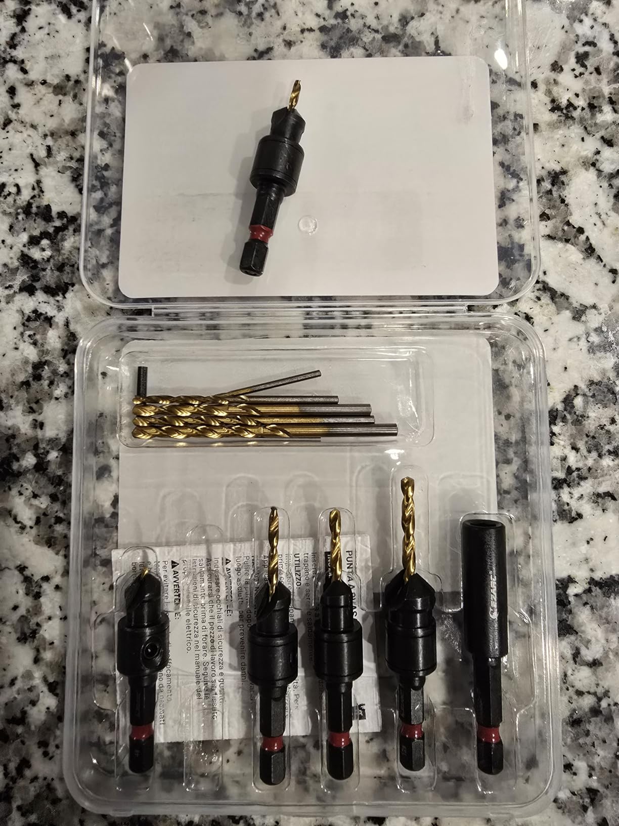 EZARC Countersink Drill Bit Set, 12PCS 2-Flute Adjustable Bits for Wood | Titanium-Coated HSS Bits, Sizes #4, #6, #8, #10, #12, Magnetic Extension Bit Holder, 1/4