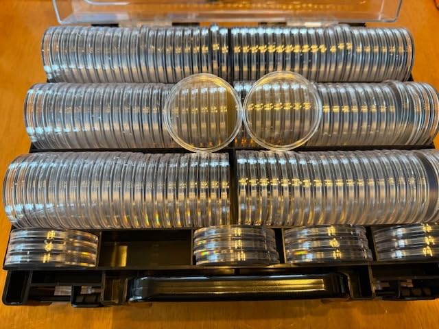 FULLCASE Coin Collector Case with 141 Capsules and 220 Currency Sleeves | 6 Foam Gasket Sizes, Double-Sided Hard Plastic Case with 4 Latches and Reinforced Handle for Home or Coin Shows, Black customer photo 2