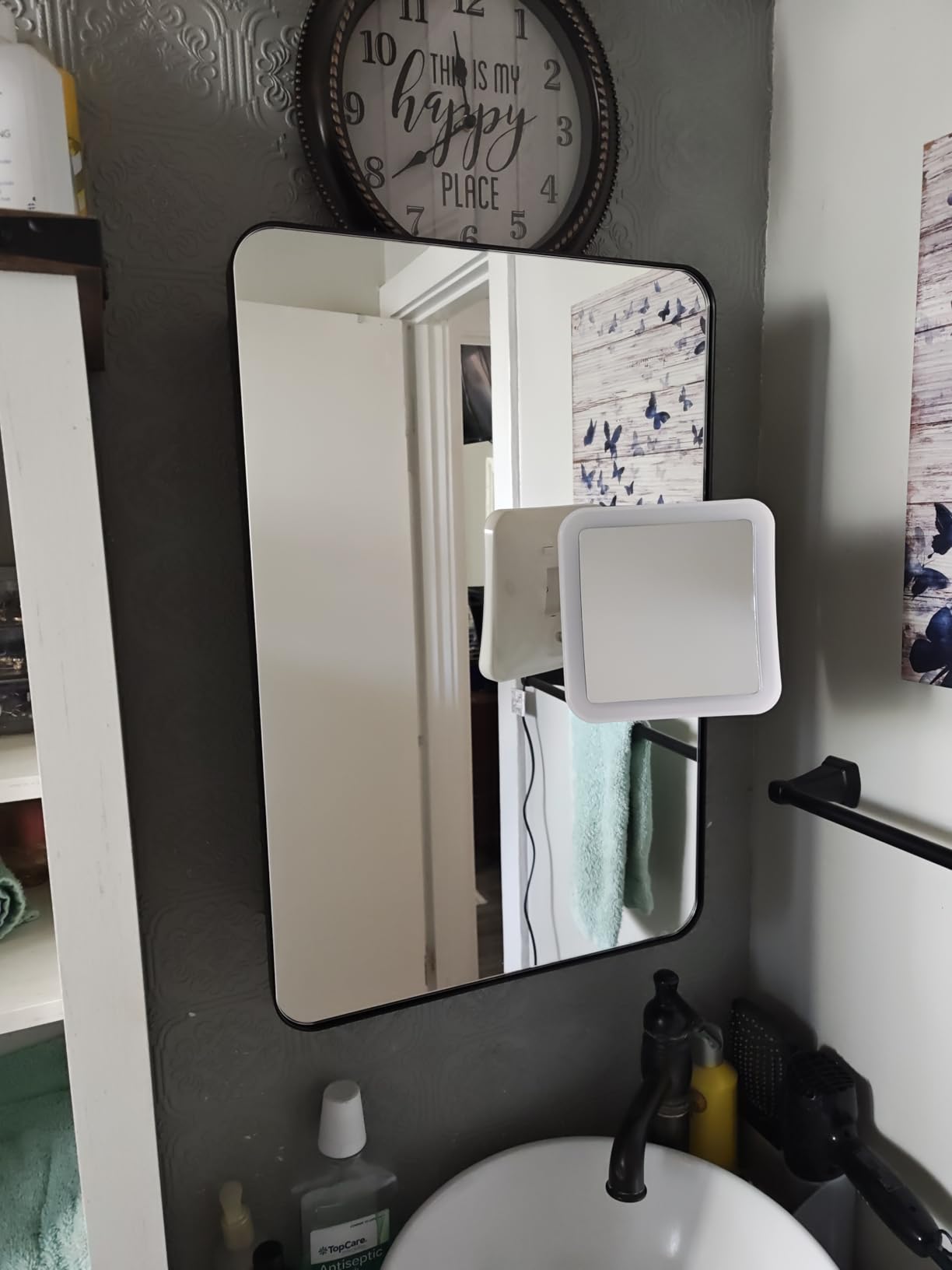 20x26 Black Medicine Cabinet with Mirror, Recessed & Surface Mount | Bathroom mirror with storage: 6 independently adjustable shelves fit tall bottles; soft-close hinges; rustproof aluminum customer photo 1