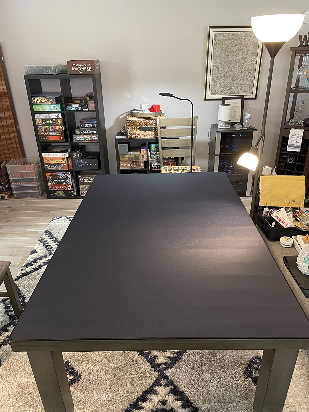 Poker Table Mat 72 x 30 Inches, Poker Table Top with Storage Bag, Portable Rubber Backed Fits Up to 10 Players for Casino Games - Black customer photo 1