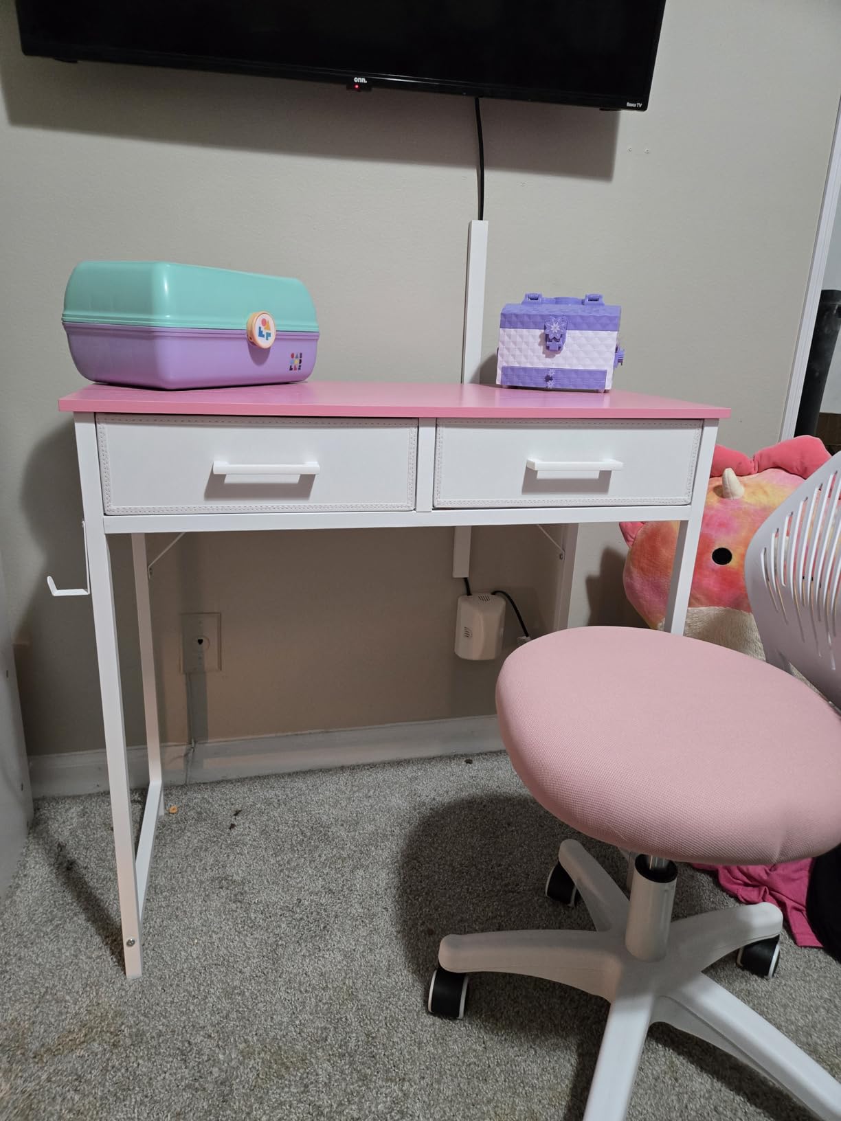 Pamray 32 Inch Small Computer Desk with 2 Drawers for Bedroom Study Writing Home Office Table for Small Spaces Black customer photo 1
