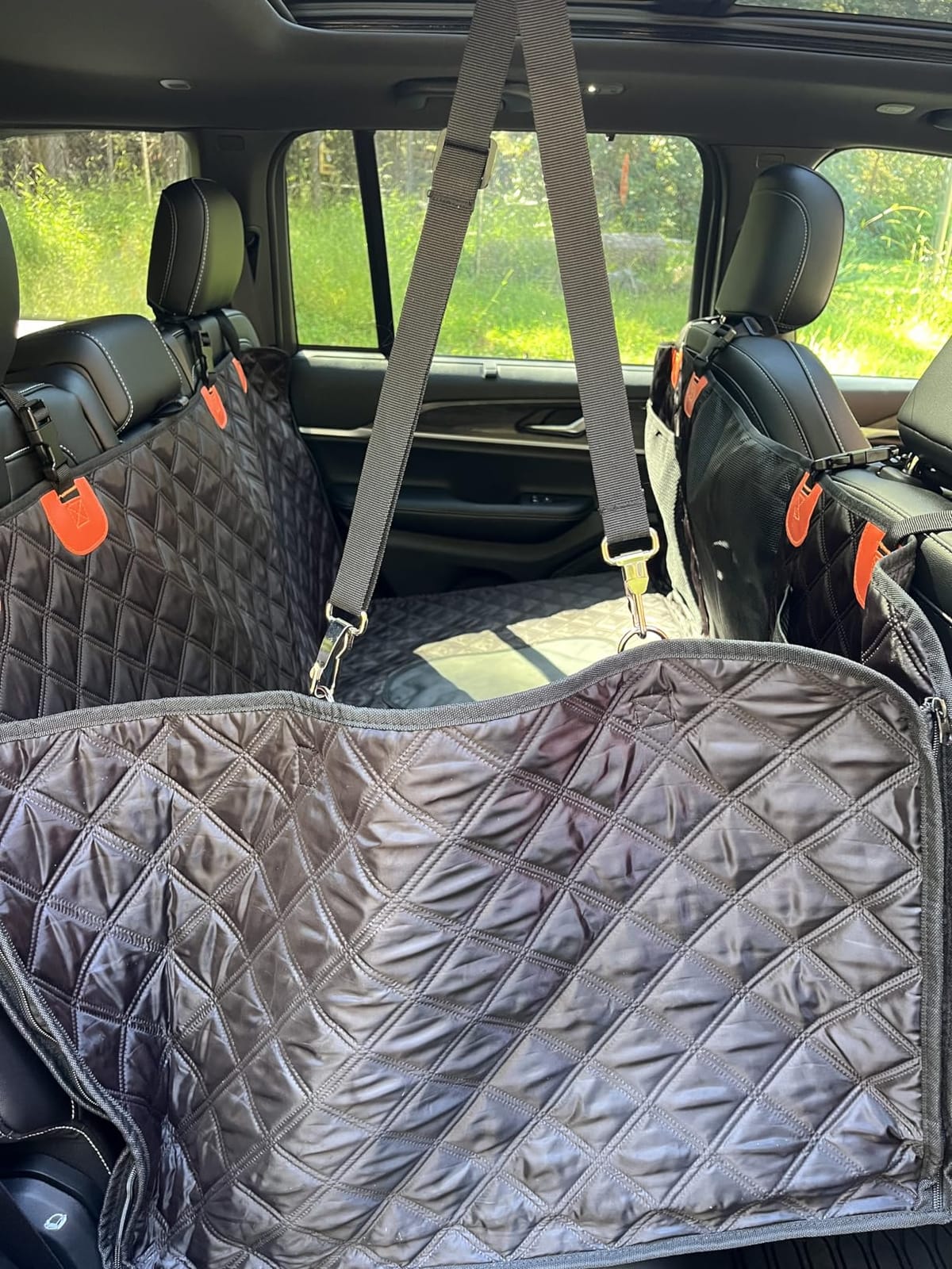 Dog Car Seat Cover Back Seats Protector, Backseat Extender Hard Bottom Rear Seat Pet Cover for Dogs, Waterproof Carseat Covers Dog Hammock Travel Accessories for Car,SUV,Truck customer photo 1