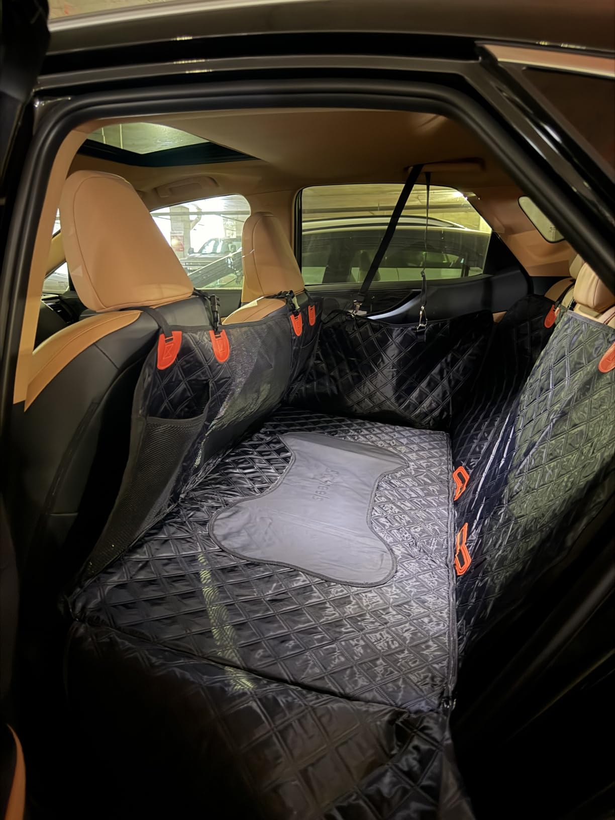 Dog Car Seat Cover Back Seats Protector, Backseat Extender Hard Bottom Rear Seat Pet Cover for Dogs, Waterproof Carseat Covers Dog Hammock Travel Accessories for Car,SUV,Truck customer photo 2