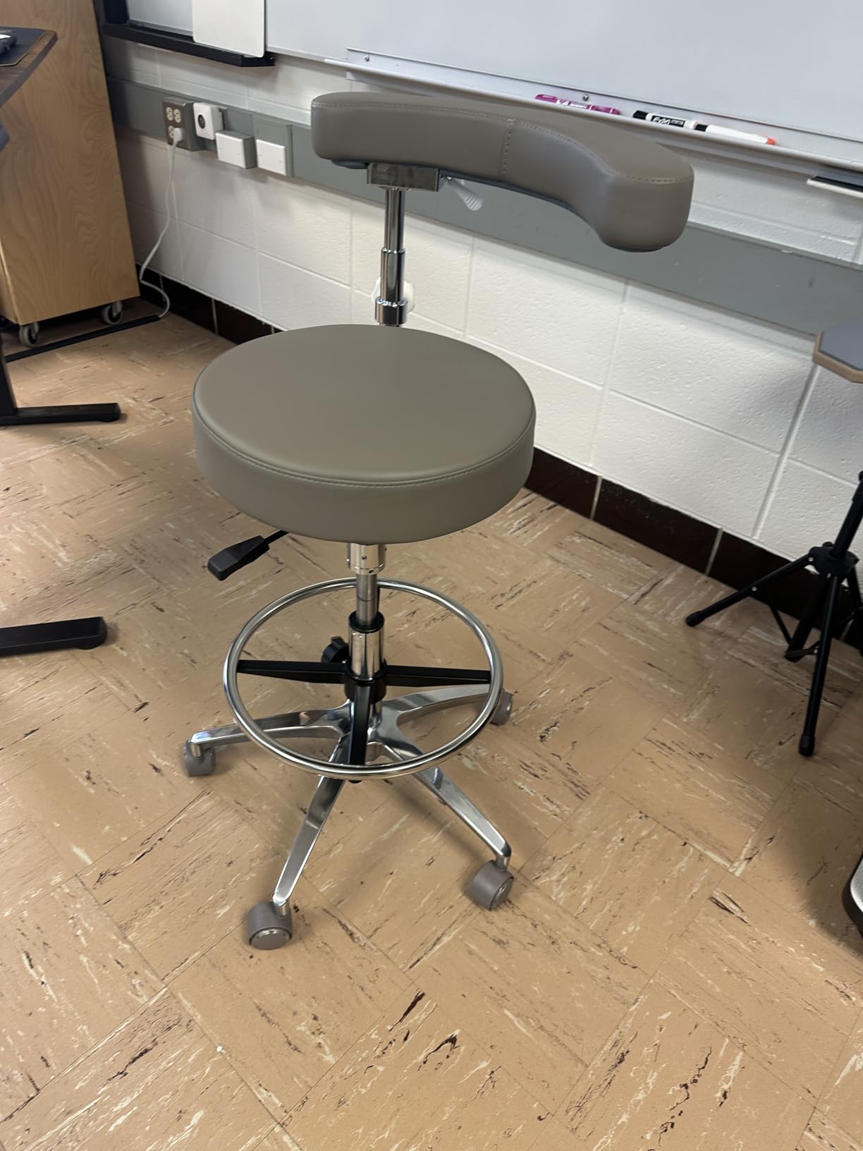 Ergonomic Dental Stool with Adjustable Height & Rolling Base - Comfortable Dentist Chair for Hygienists, Assistants, & Medical Professionals - Grey | PU Leather|Adjustable Swivel Armrest|Foot pedal Ring|Silent Castes|Ergonomic Dentist Chair for Hygienists,Medical,Clinic customer photo 1