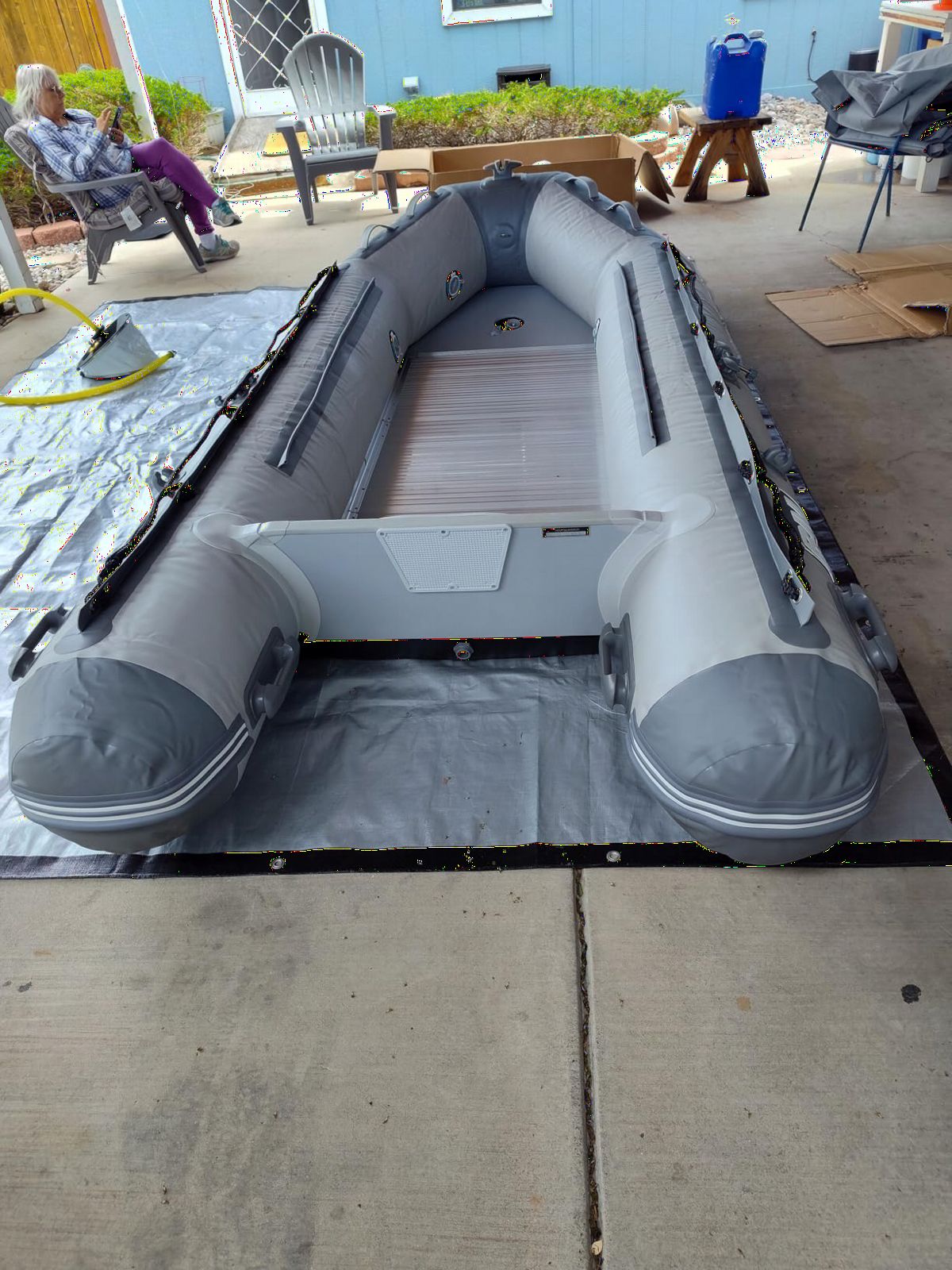 BEYOND MARINA USCG Approved Inflatable Dinghy Boat, 3-5 Person 1100D PVC Heavy Duty Inflatable Boat for Adults, Fishing Boat with Aluminum Oars and Floor Panels customer photo 2