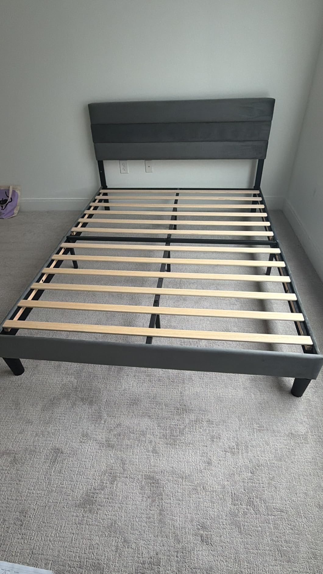 Fluest Queen Bed Frame, Platform Bed Frame with Velvet Upholstered Headboard, No Box Spring Needed, Sturdy Metal Support, Noise Free, Easy Assembly, Modern Bedroom Furniture, Beige customer photo 1