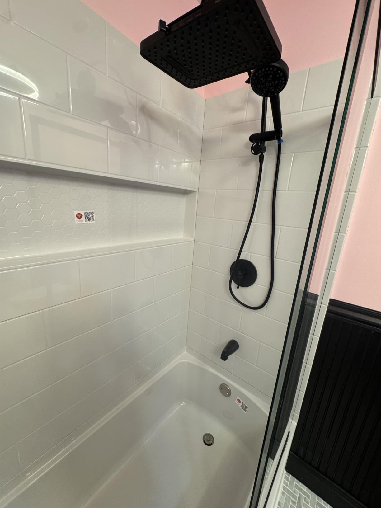 Hibbent 5-spray Dual Filtered Rainfall Shower Head with 10 Spray Handheld | High Pressure 13'' Showerhead Combo, Easy Reach 4-way Diverter Arm with Pause Mode, 71'' Hose & Holder, Matte Black customer photo 2