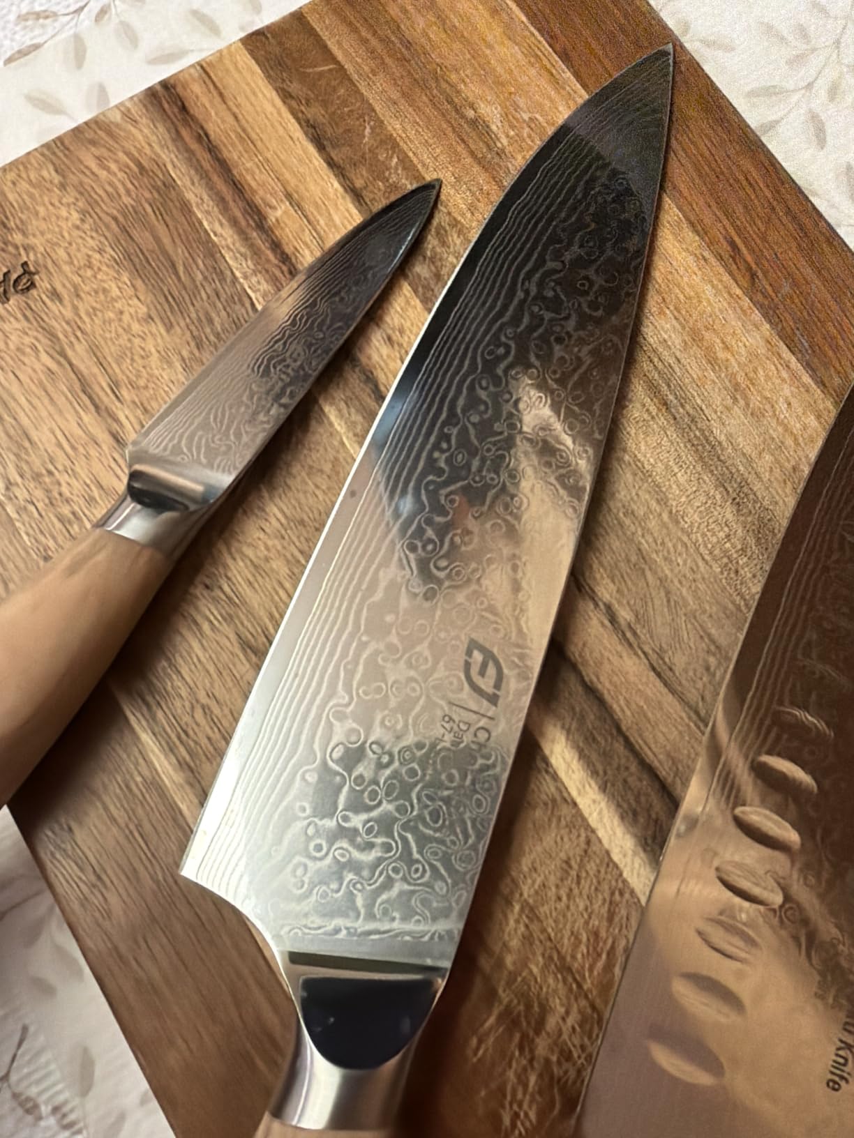 Damascus Chef Knife in Japanese Steel, 67-Layers Damascus Kitchen Knife with Wooden Gift Box and Original Olive Wood Handle, Cooking Knives for Home Kitchen Gift Idea customer photo 2