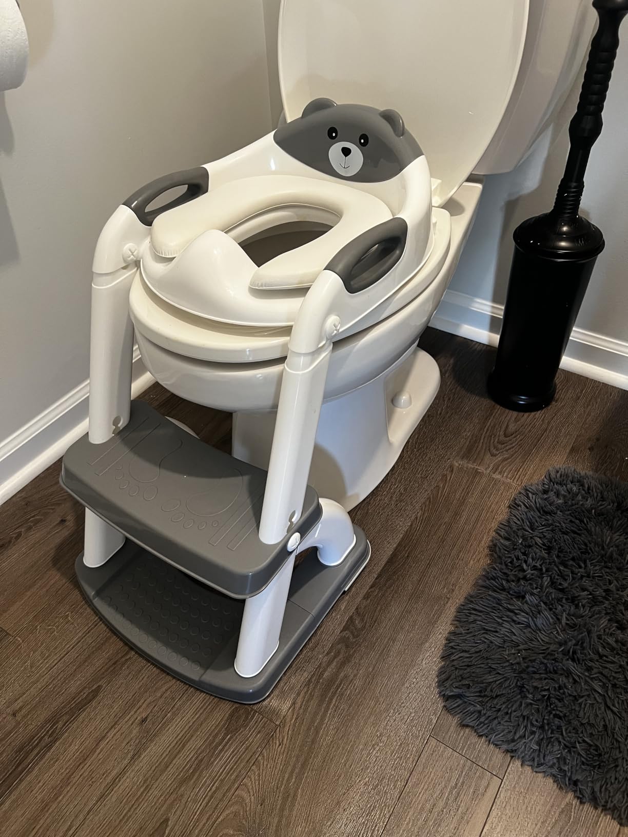 Potty Training Toilet for Toddlers, 2-in-1 Potty Training seat, Anti-Slip | SKYROKU, Fits Round & Elongated Toilets, 6 Heights, Splash Guard, Foldable, Holds 200+ lbs, Step Stool, Dishwasher Cushion customer photo 1