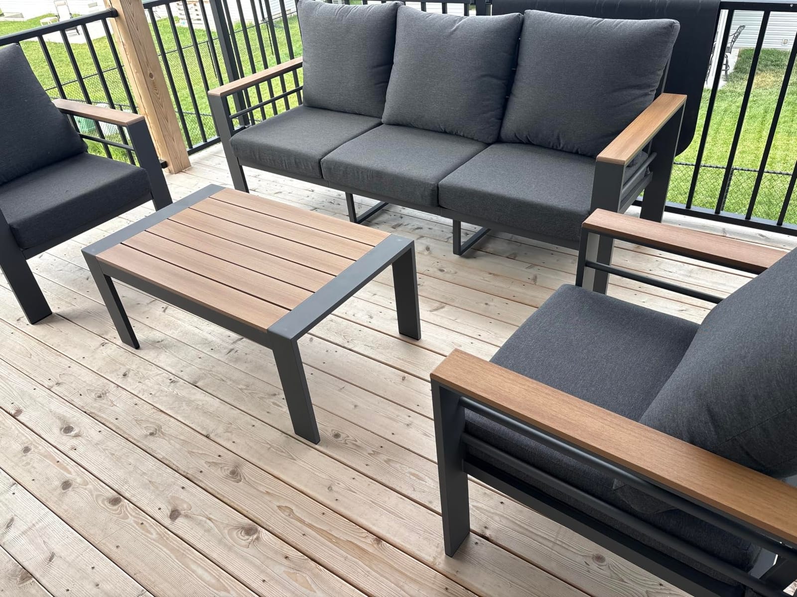 Aoxun Patio Furniture Set, Aluminum Outdoor Furniture with Oversized Seats | All Weather Outdoor Sectional with Washable 5