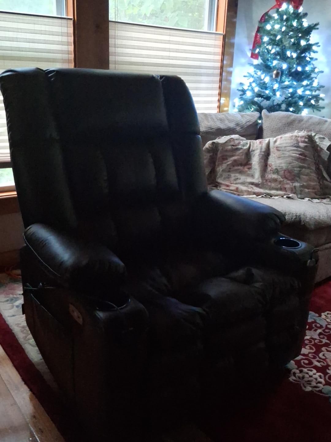 MCombo Large Dual Motor Power Lift Recliner Chair for Elderly 7896 (Grey) | Zero Gravity Lift Chair with Heat and Massage, Infinite Position, USB Ports, Lay Flat, Cup Holders, Breathable Faux Leather customer photo 2