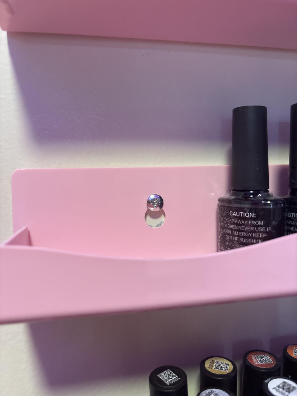 6 Pack Nail Polish Wall Mounted Shelf, 15 Inch Nail Polish Floating Shelves for 66-90 Bottles Multi-Purpose, Ideal Gift, Great Display for Salons Retailers, Pink customer photo 2