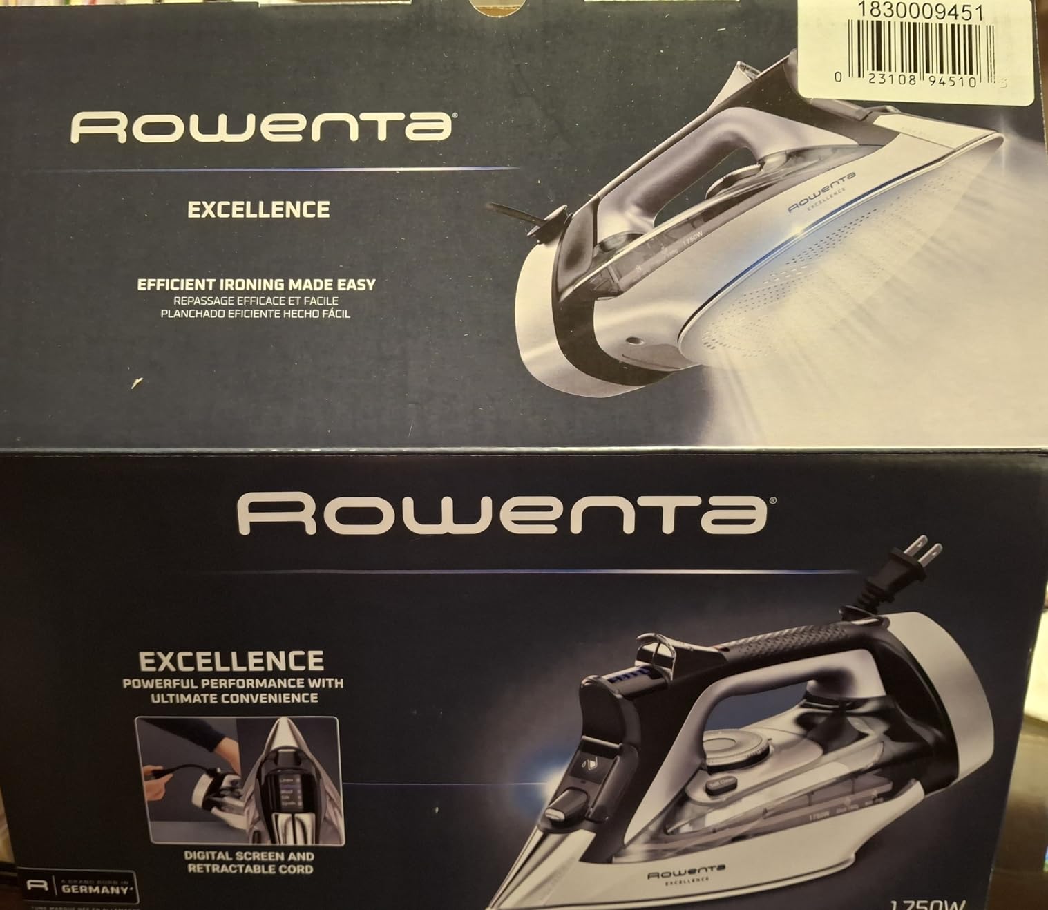Rowenta Iron, Focus Excellence Stainless Steel Soleplate Steam Iron for Clothes, Retractable Cord, 400+ Microsteam Holes, Powerful steam, LED Display, 1750 W, Cordreel, Red DW5433 customer photo 1