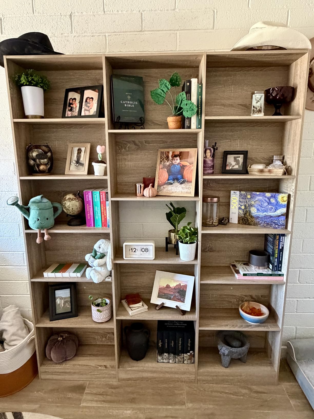 FACBOTALL Triple Wide Bookshelf, Large Bookshelf with 17 Display Shelves, 58.7