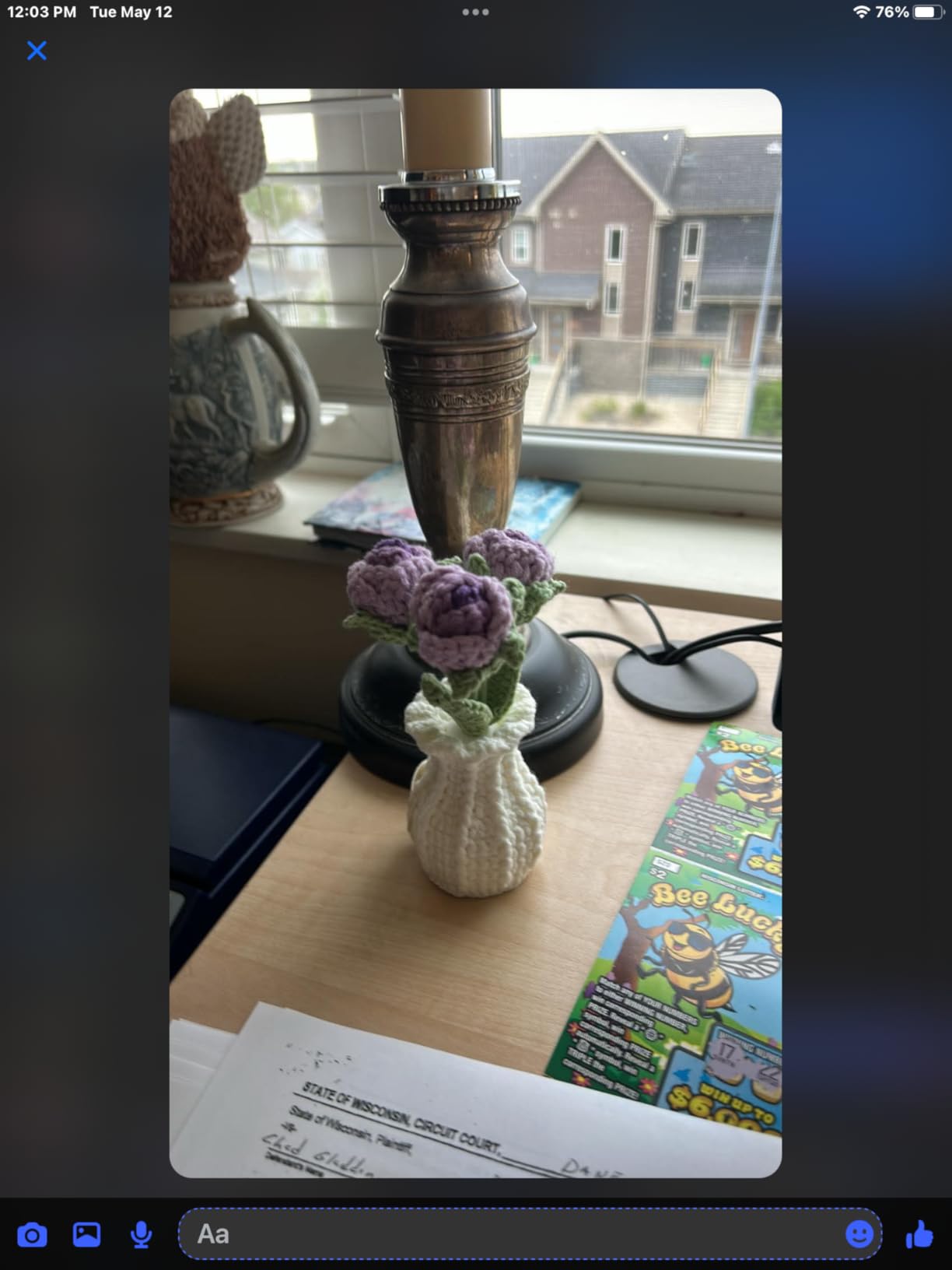 Forget-Me-Not Crochet Flower Potted Plant Gift | Difference You Make Gift, PET Display Box, Teacher Appreciation, Coworker, Employee, Thank You Gift, Handmade Desk Decor customer photo 1