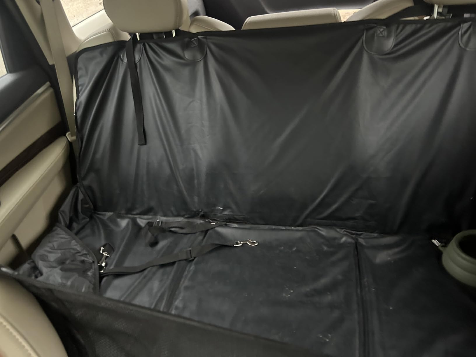 HOB4U Back Seat Extender for Dogs, Hard Bottom Dog Car Seat Cover | 100% Waterproof PU Leather, Scratch Proof and Anti Slip Dog Hammock for Cars and SUVs, Holds 400 lbs customer photo 2